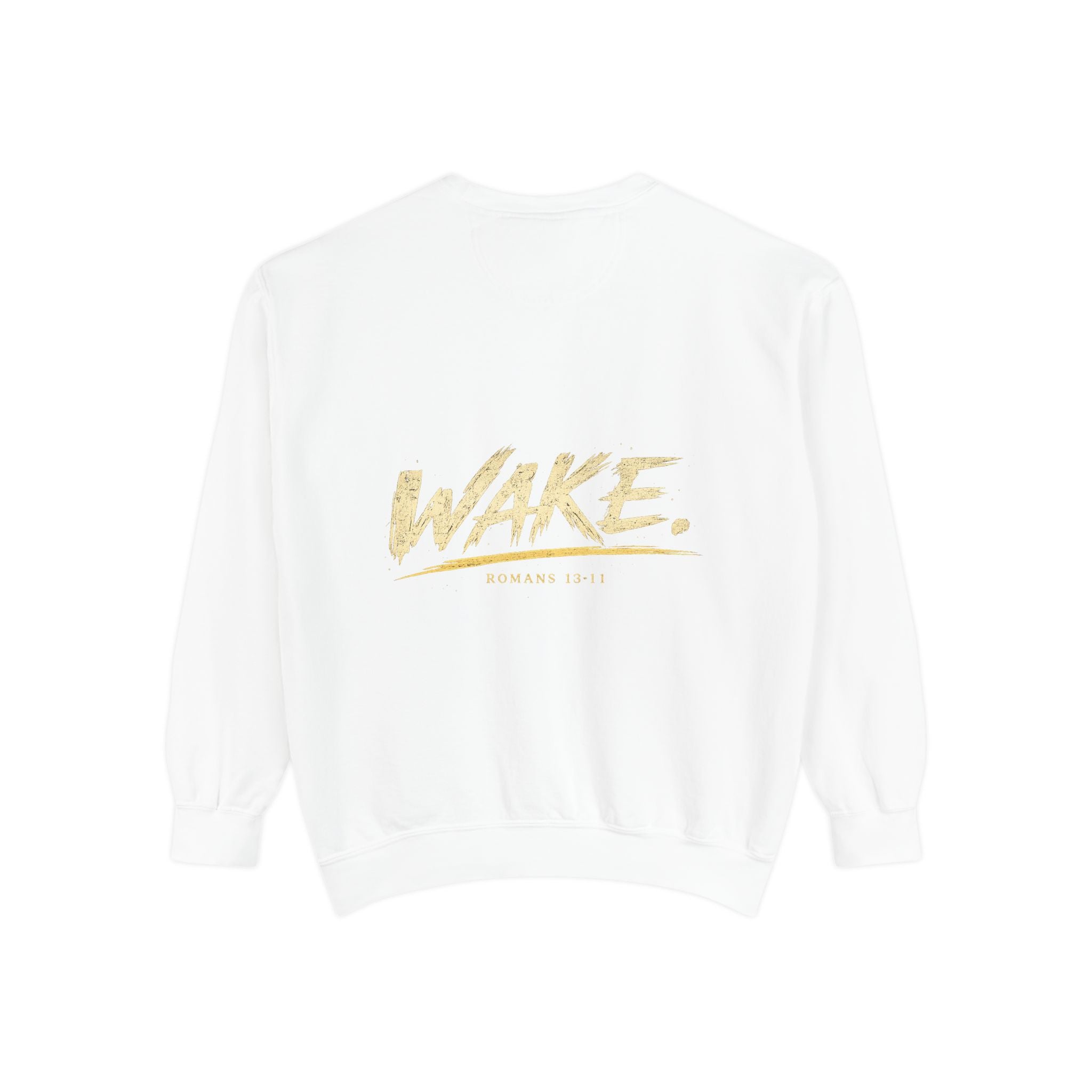 Christian Sweatshirt — “Don’t Be Alarmed, I’m Right Beside You” Inspirational Crewneck (Wake Back Print)