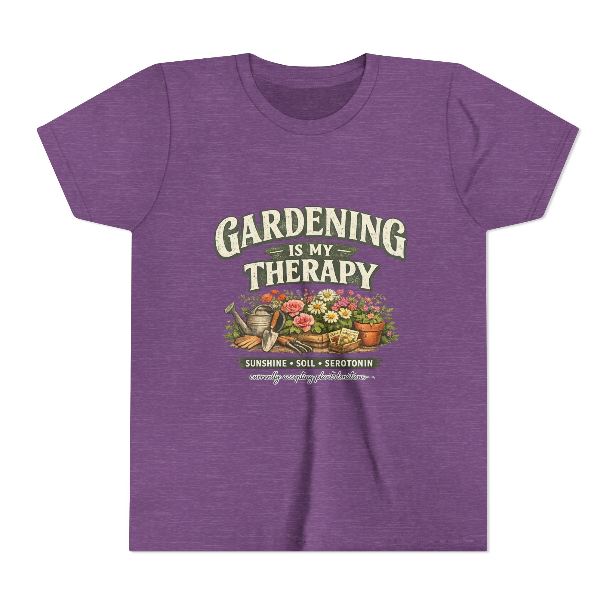 "Gardening Is My Therapy" Floral Kids Shirt