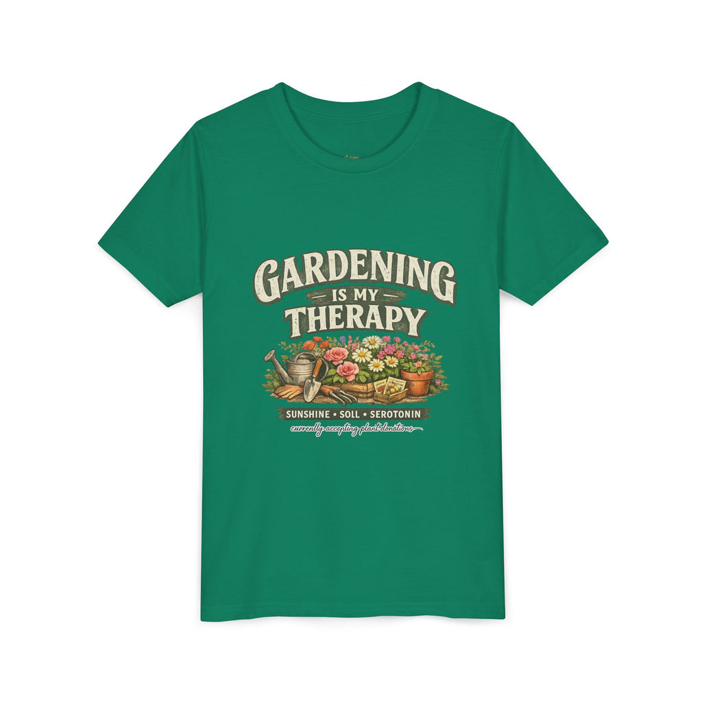 "Gardening Is My Therapy" Floral Kids Shirt