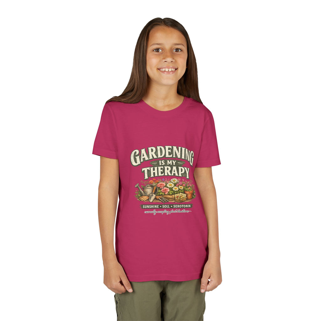 "Gardening Is My Therapy" Floral Kids Shirt