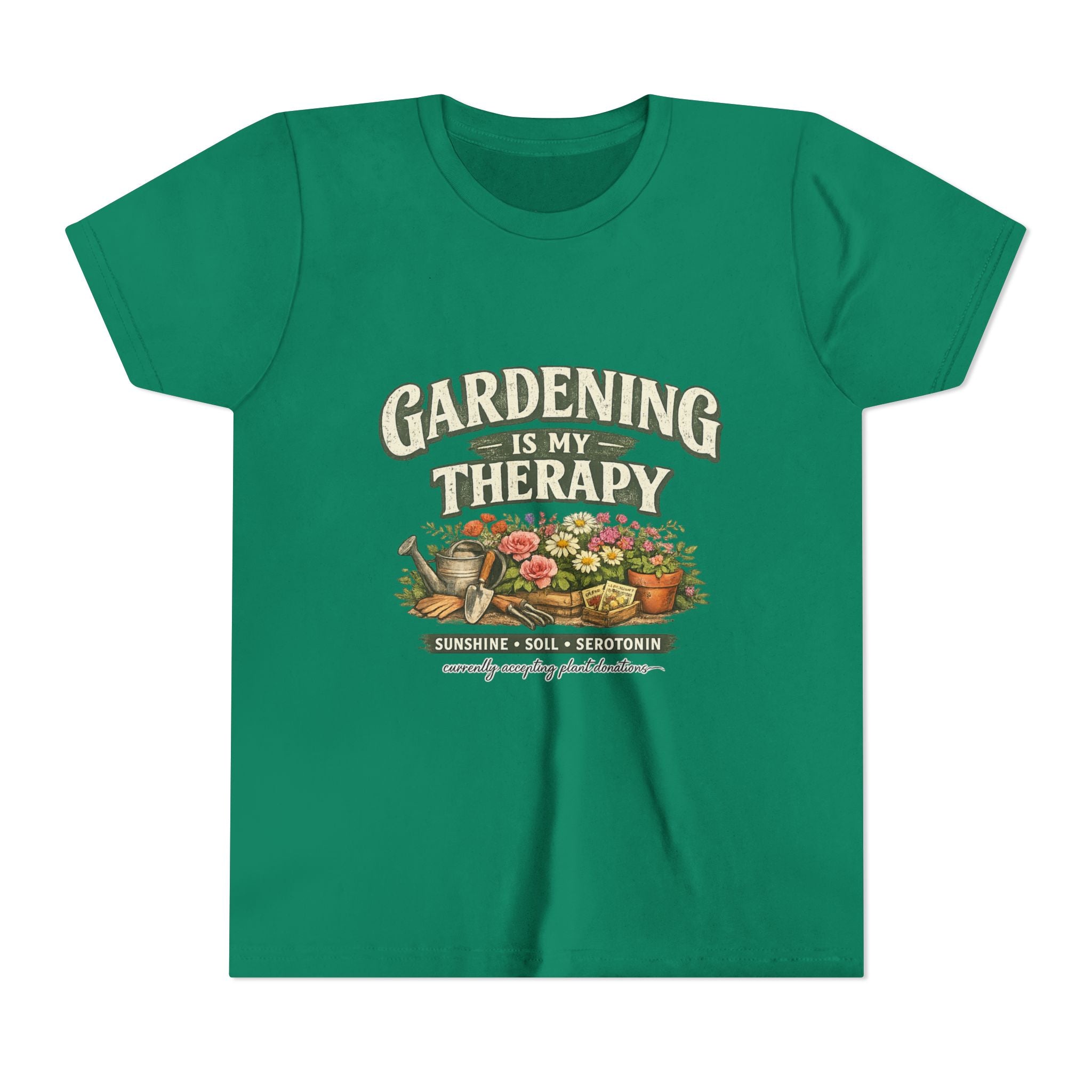 "Gardening Is My Therapy" Floral Kids Shirt