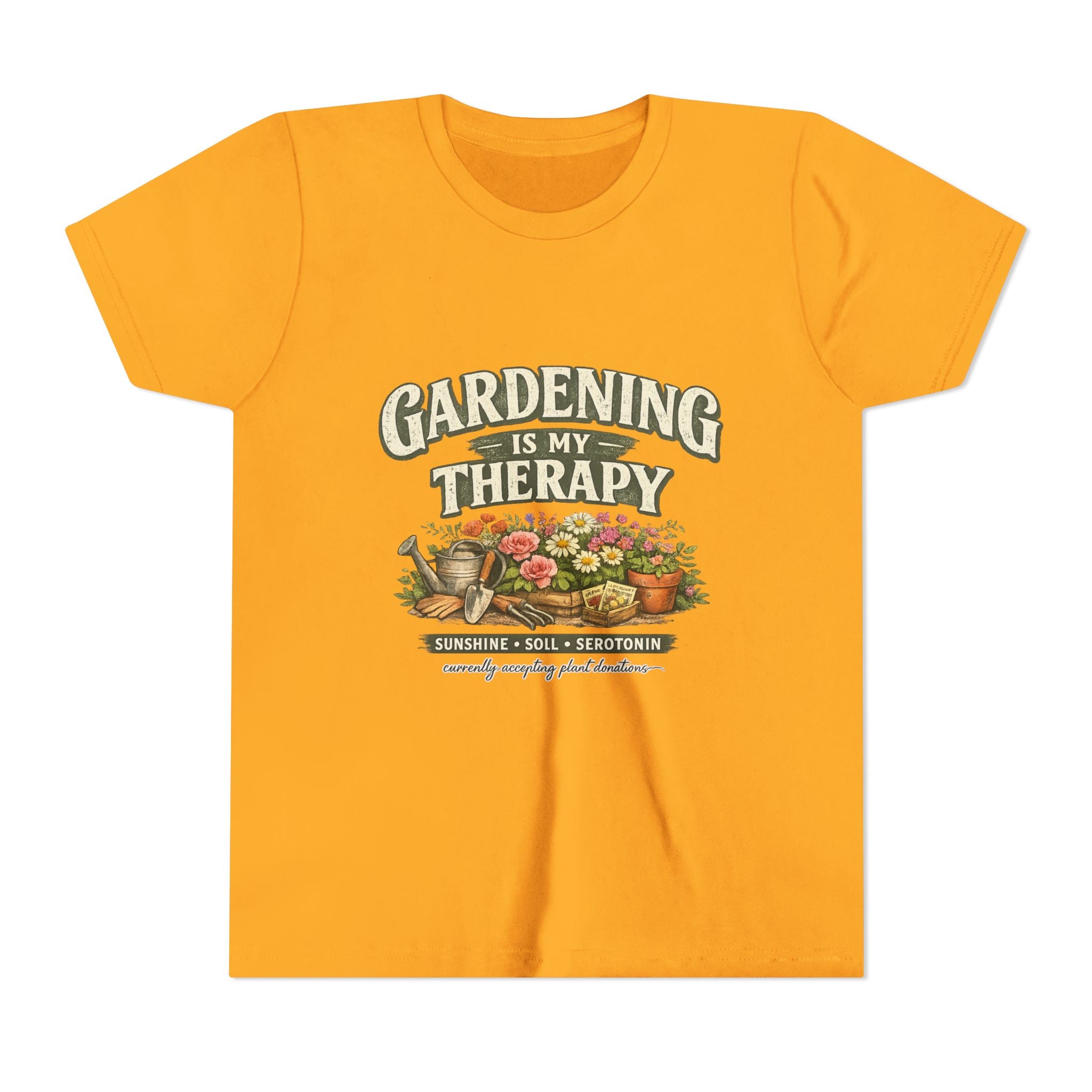 "Gardening Is My Therapy" Floral Kids Shirt
