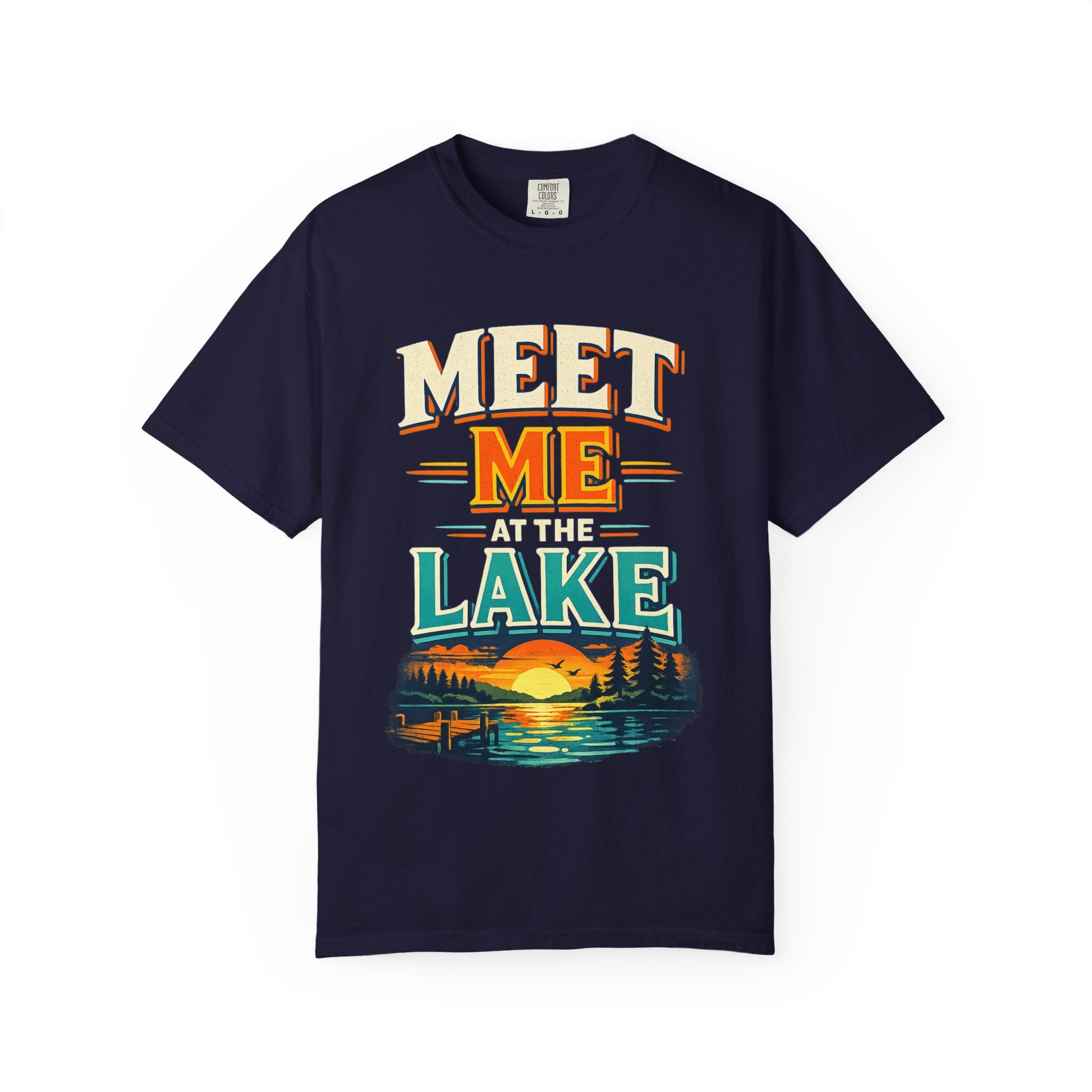 Meet Me at the Lake T-Shirt — Vintage Sunset Lake Graphic Tee