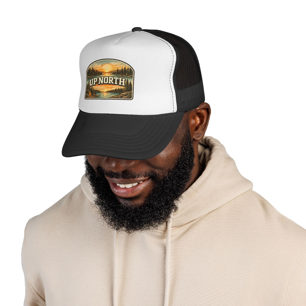 Up North Scenic Trucker Cap – Retro Lake Sunset Patch Hat