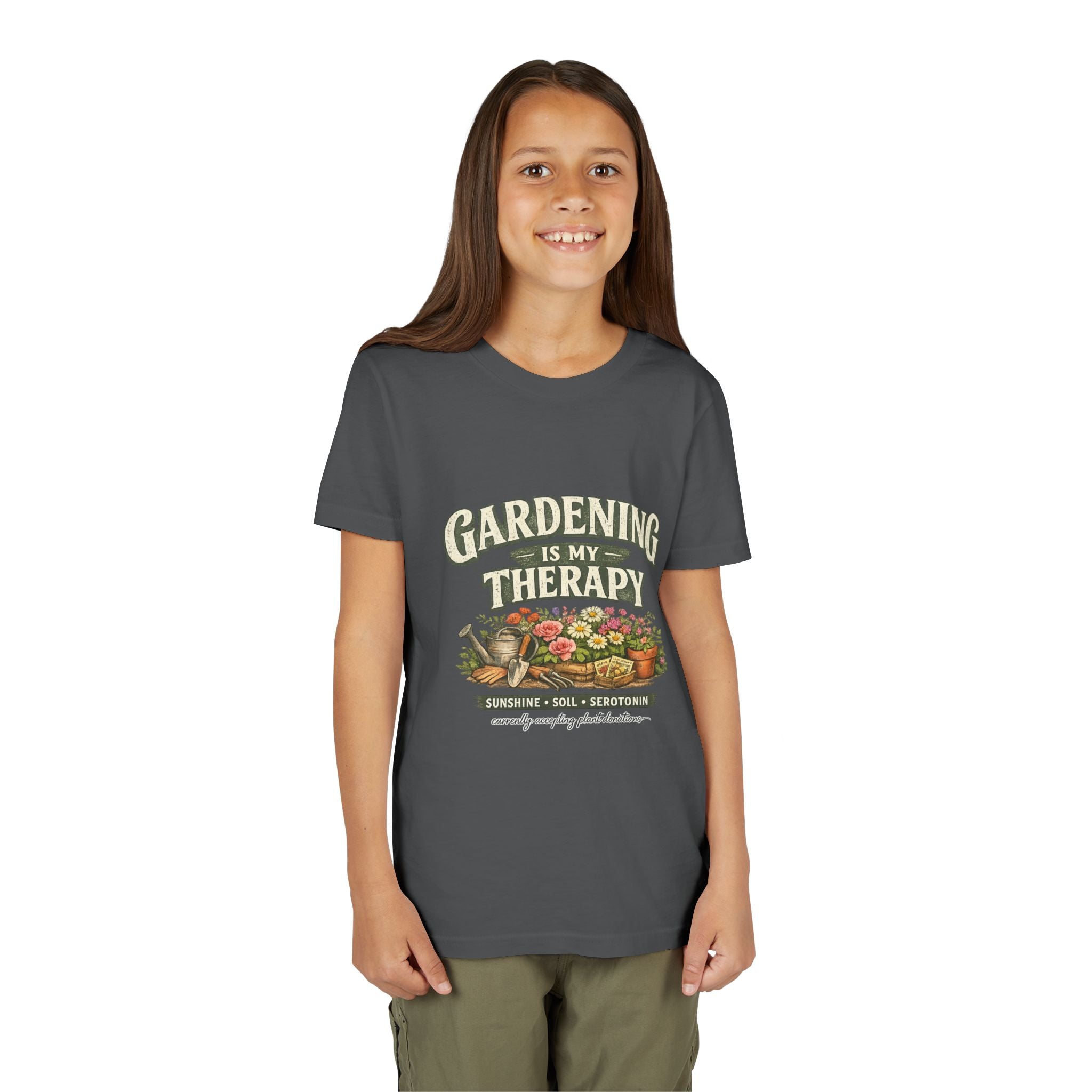 "Gardening Is My Therapy" Floral Kids Shirt