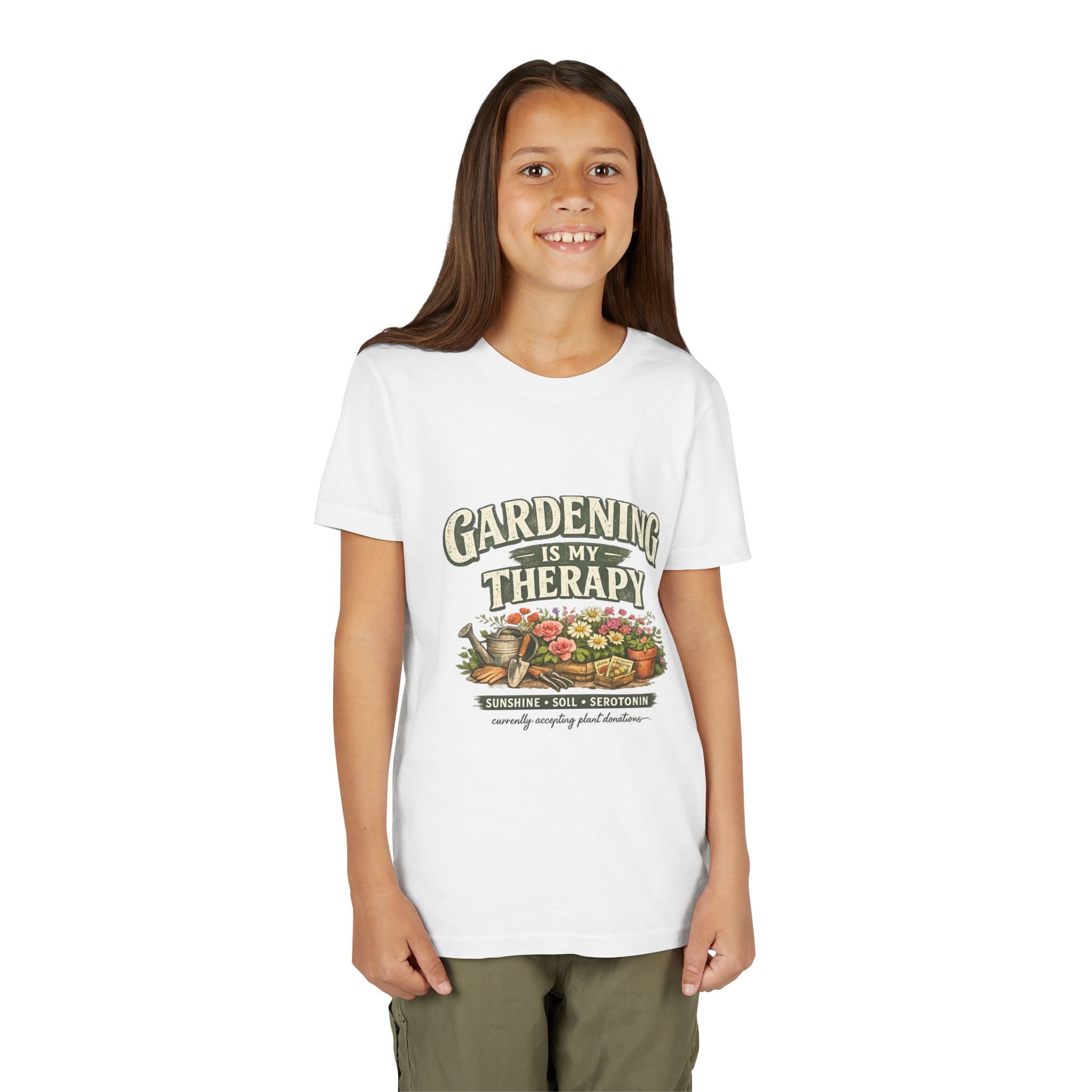 "Gardening Is My Therapy" Floral Kids Shirt