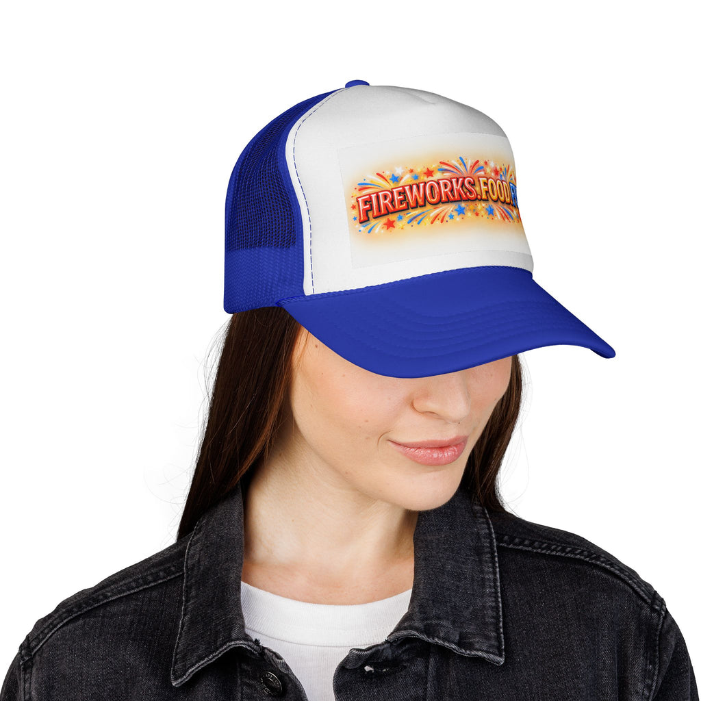 Trucker Hat - "Fireworks. Food. Fun." Fourth of July Celebration Cap