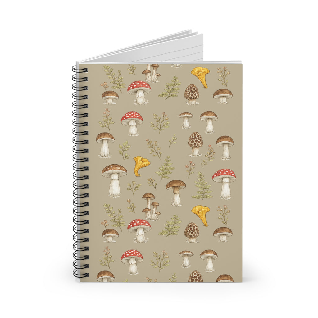 Mushroom Pattern Spiral Notebook — Ruled Journal for Nature Lovers