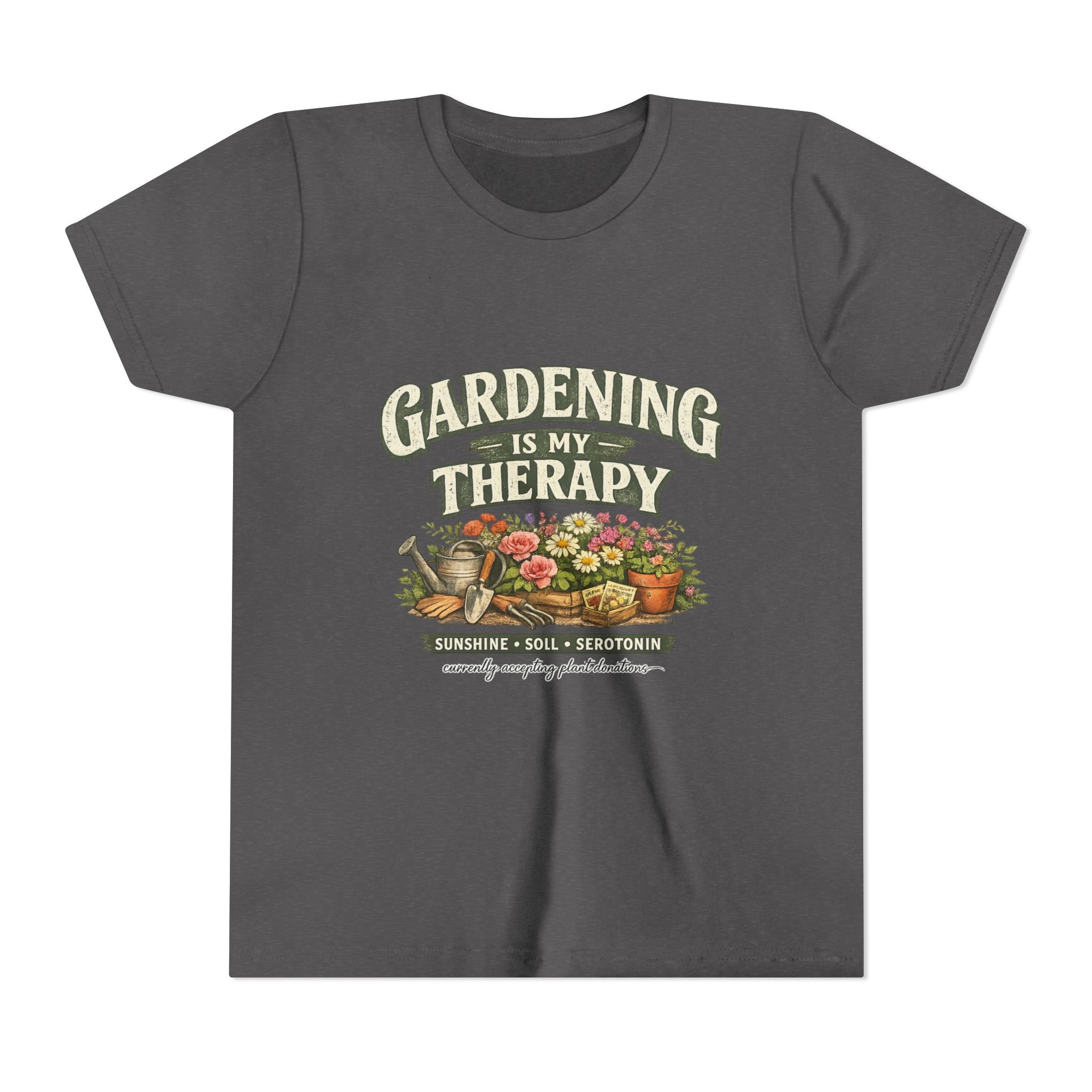 "Gardening Is My Therapy" Floral Kids Shirt