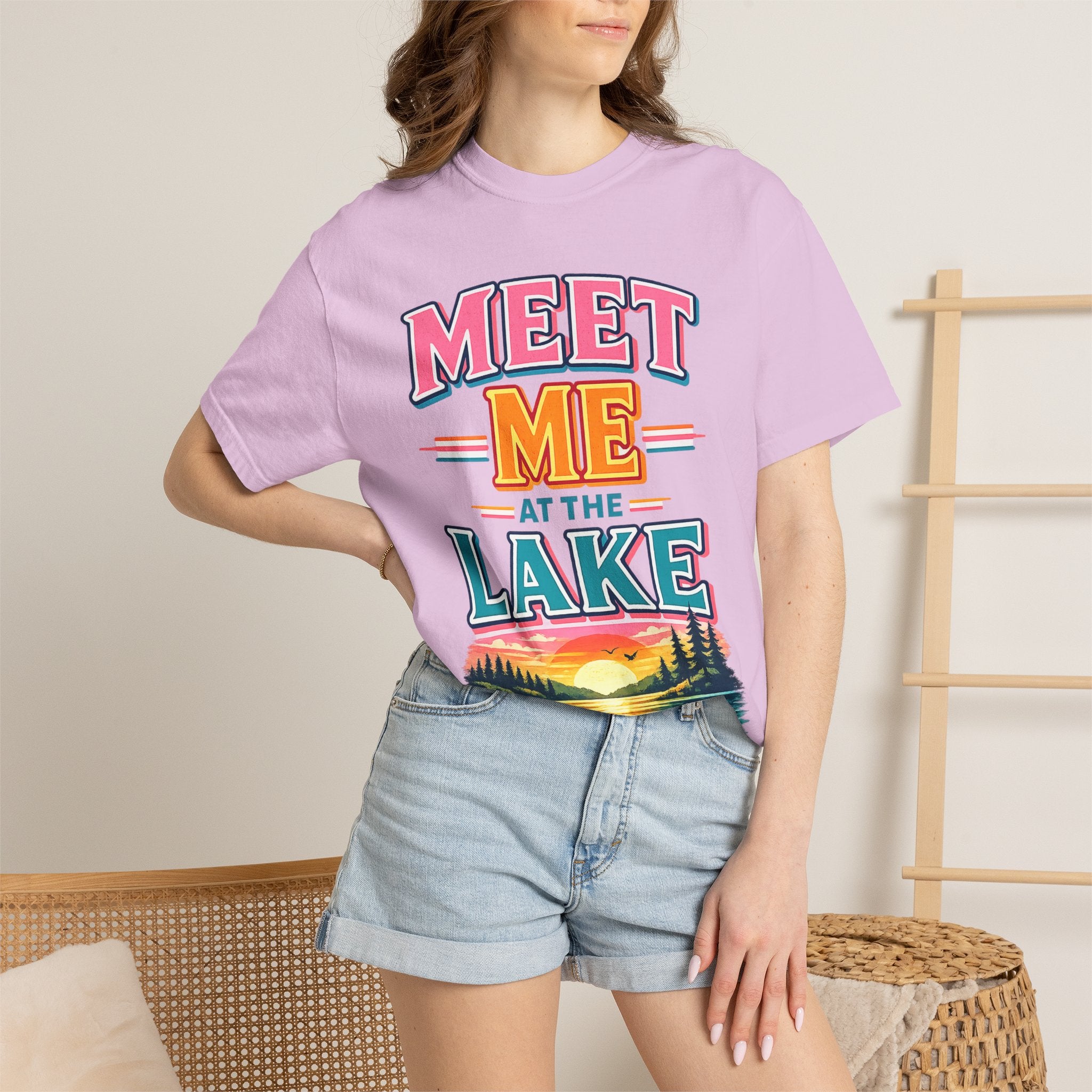 Meet Me at the Lake T-Shirt — Vintage Lakeside Sunset Graphic Tee