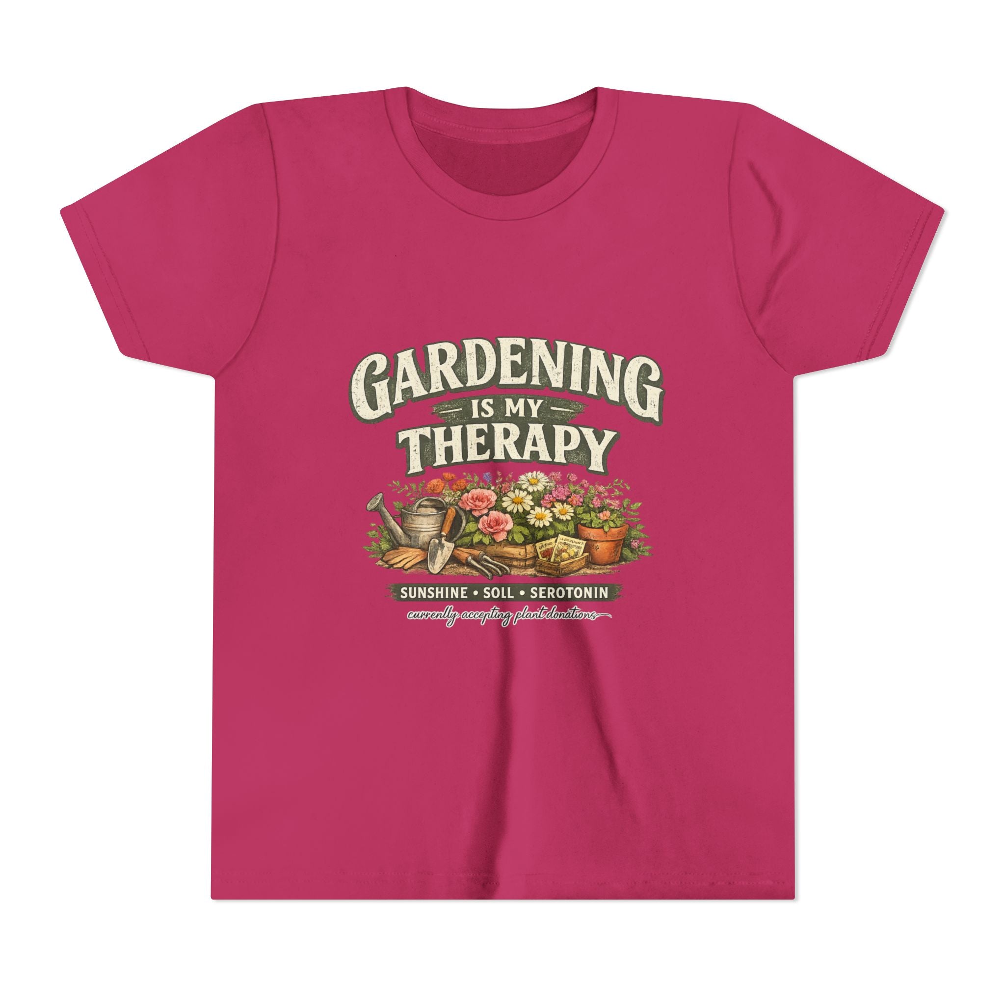 "Gardening Is My Therapy" Floral Kids Shirt