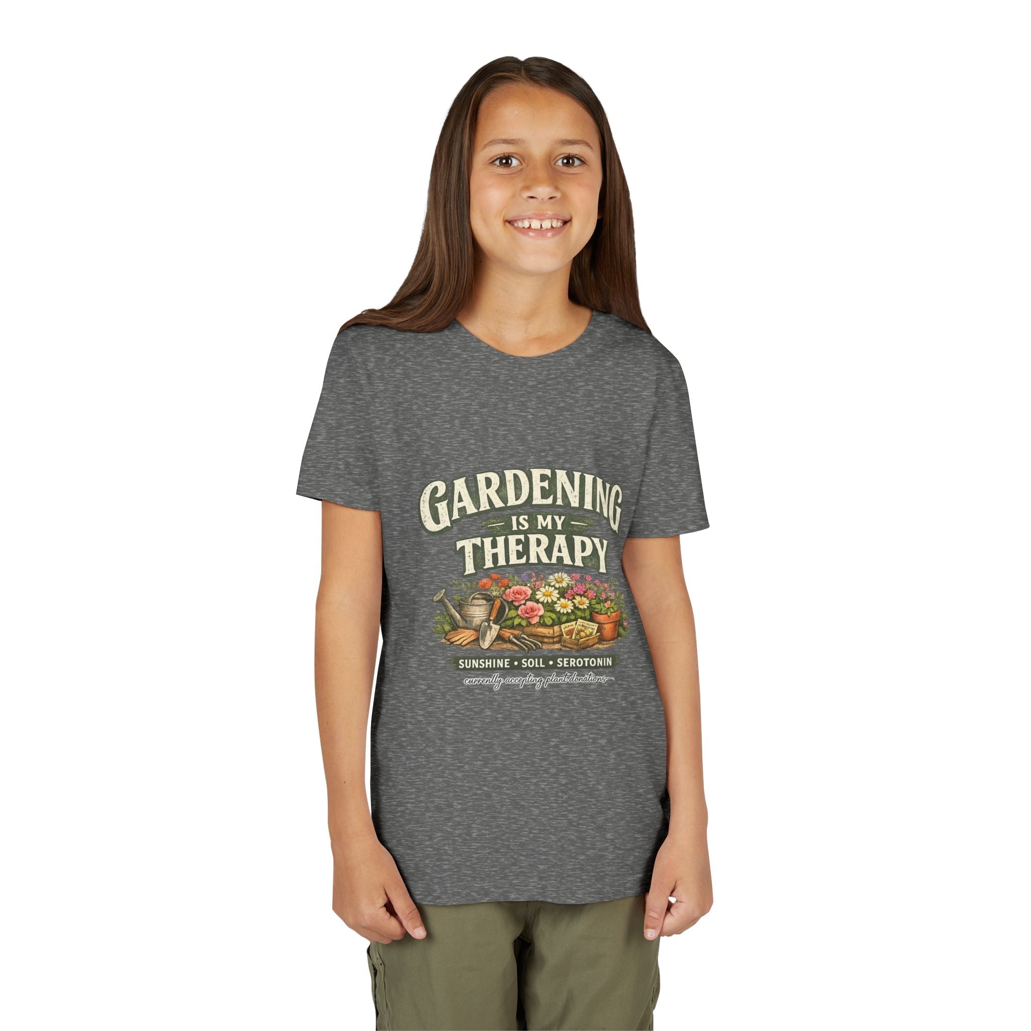 "Gardening Is My Therapy" Floral Kids Shirt