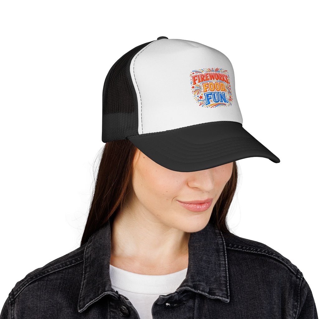 Trucker Cap — Fireworks Food Fun Retro Festival Mesh Hat