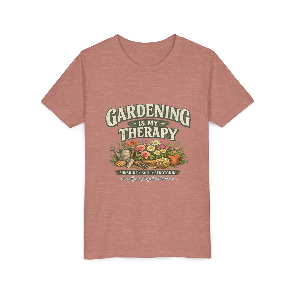 "Gardening Is My Therapy" Floral Kids Shirt