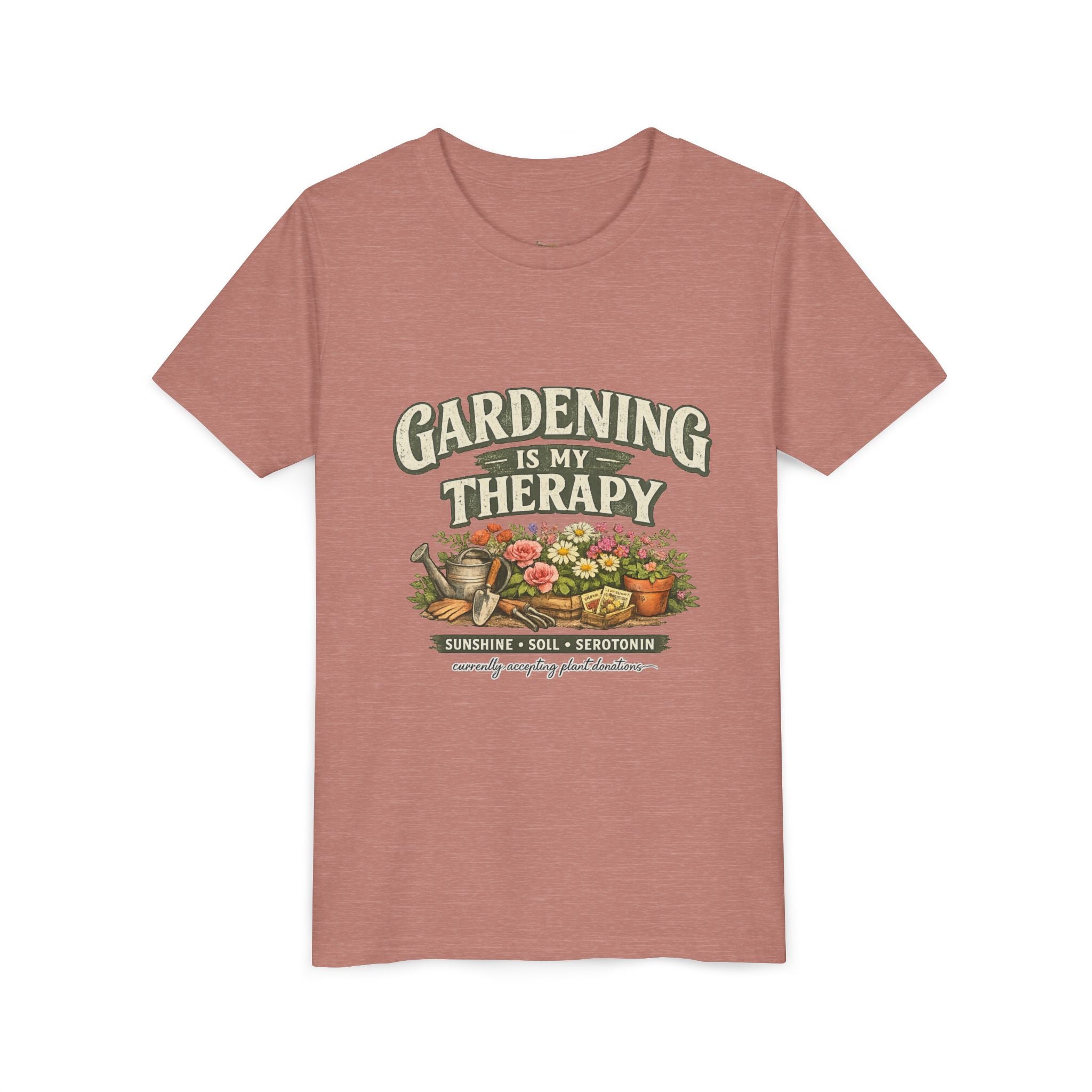 "Gardening Is My Therapy" Floral Kids Shirt