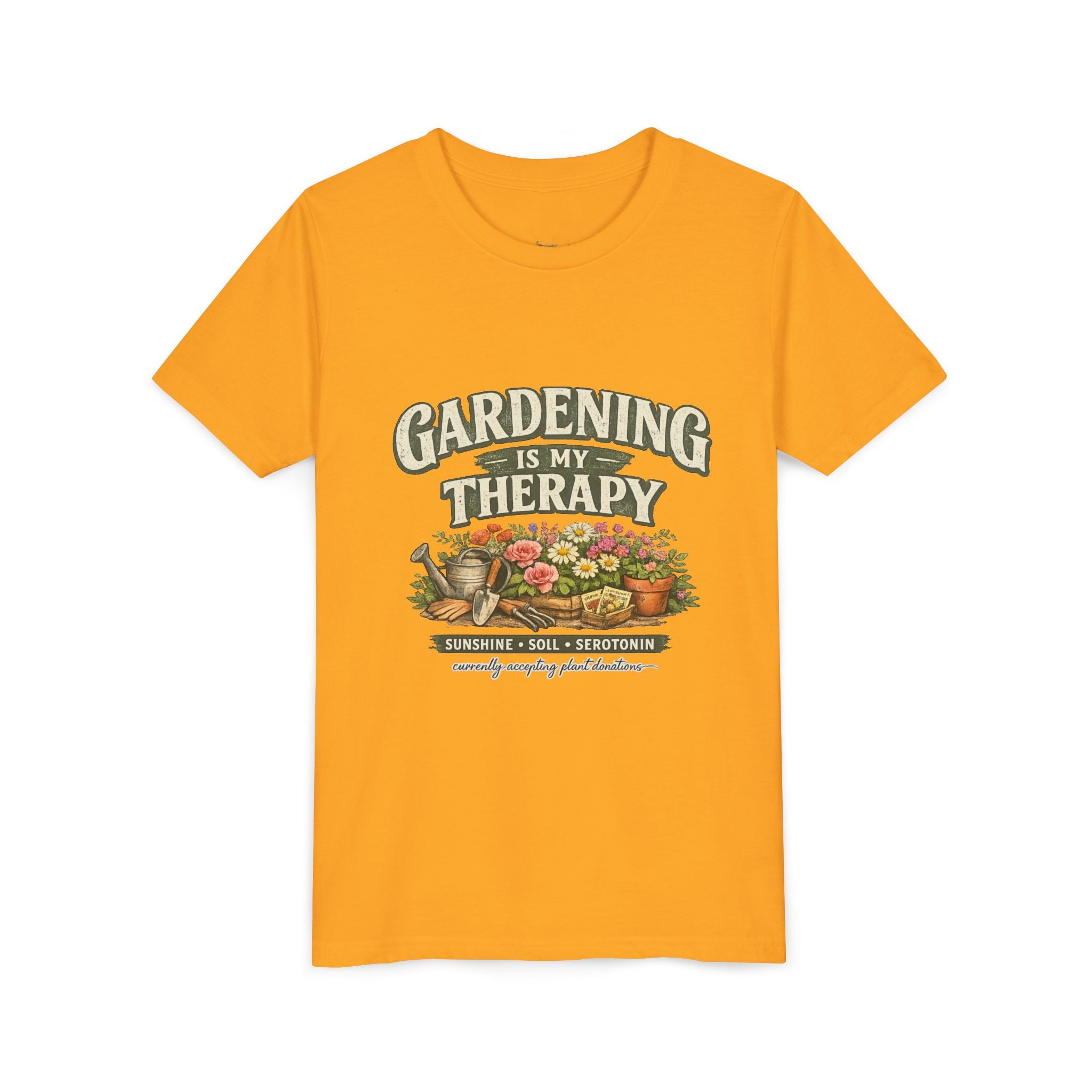 "Gardening Is My Therapy" Floral Kids Shirt