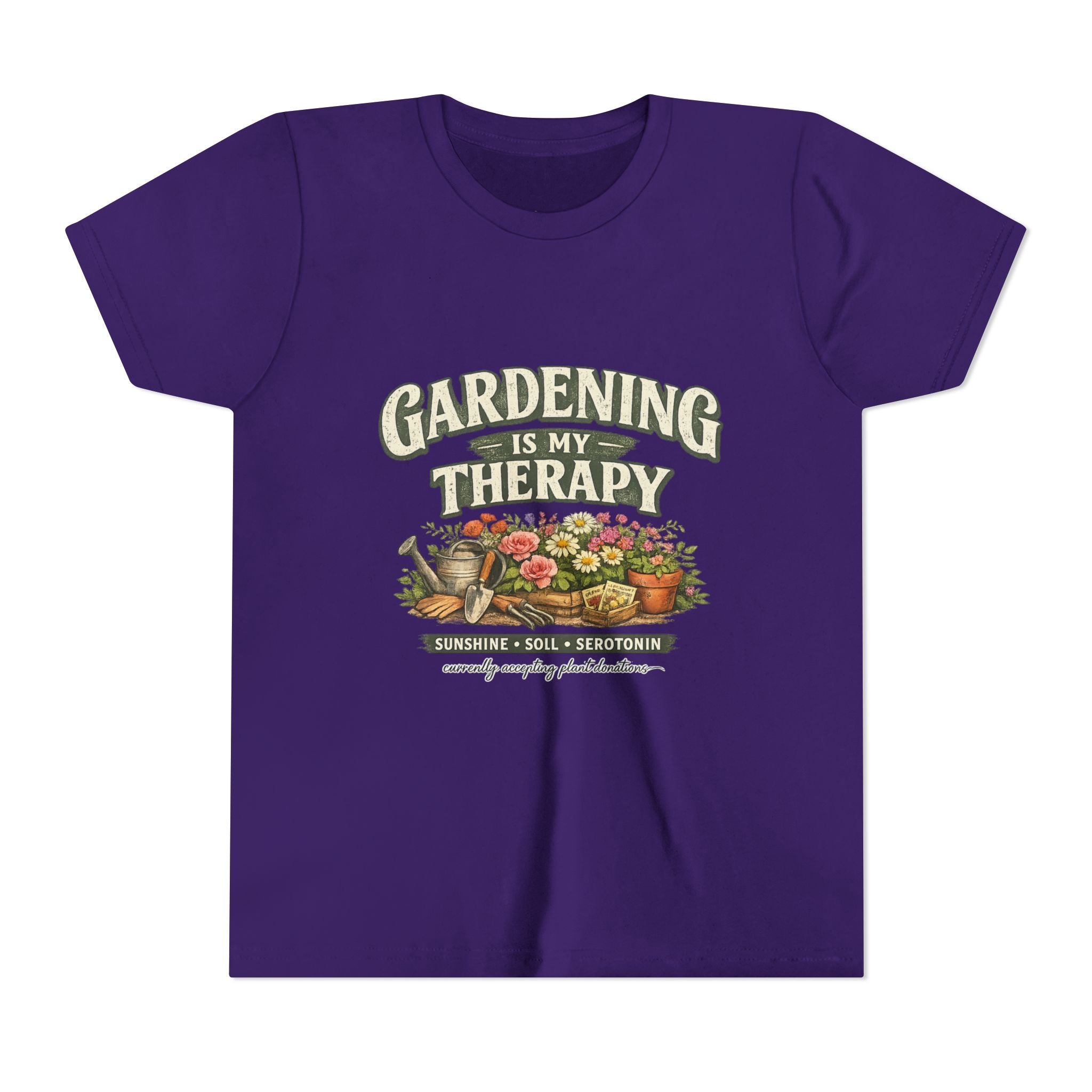 "Gardening Is My Therapy" Floral Kids Shirt