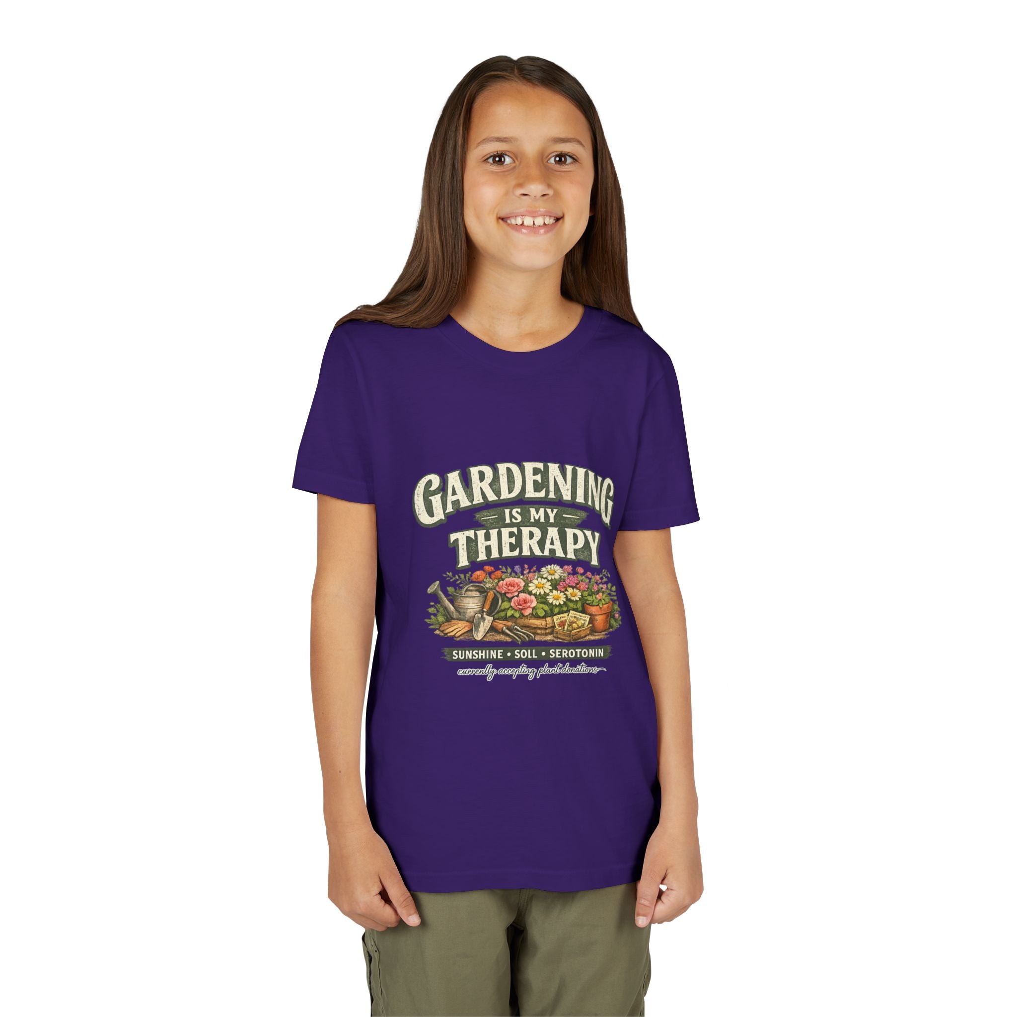"Gardening Is My Therapy" Floral Kids Shirt