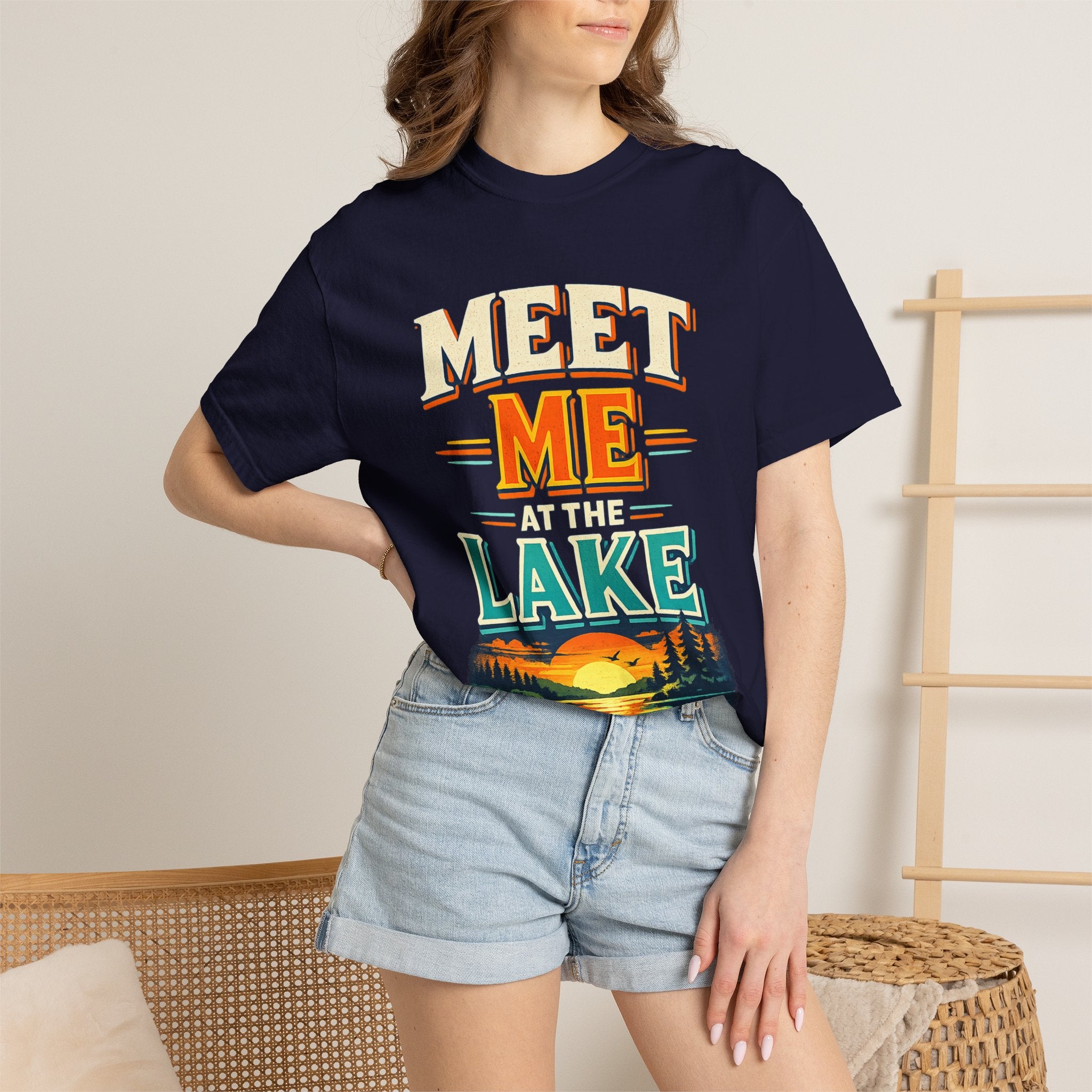 Meet Me at the Lake T-Shirt — Vintage Sunset Lake Graphic Tee