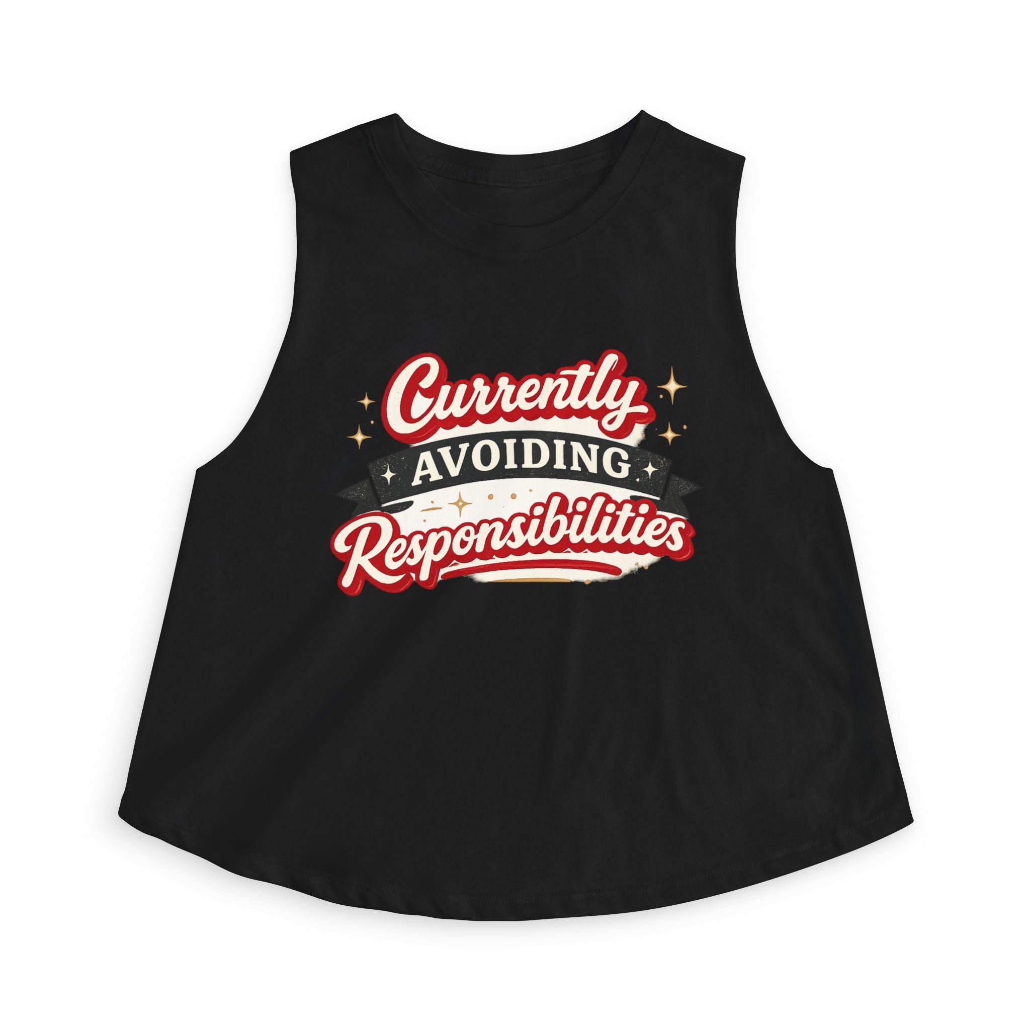 Currently Avoiding Responsibilities Crop Top — Funny Women's Graphic Tank