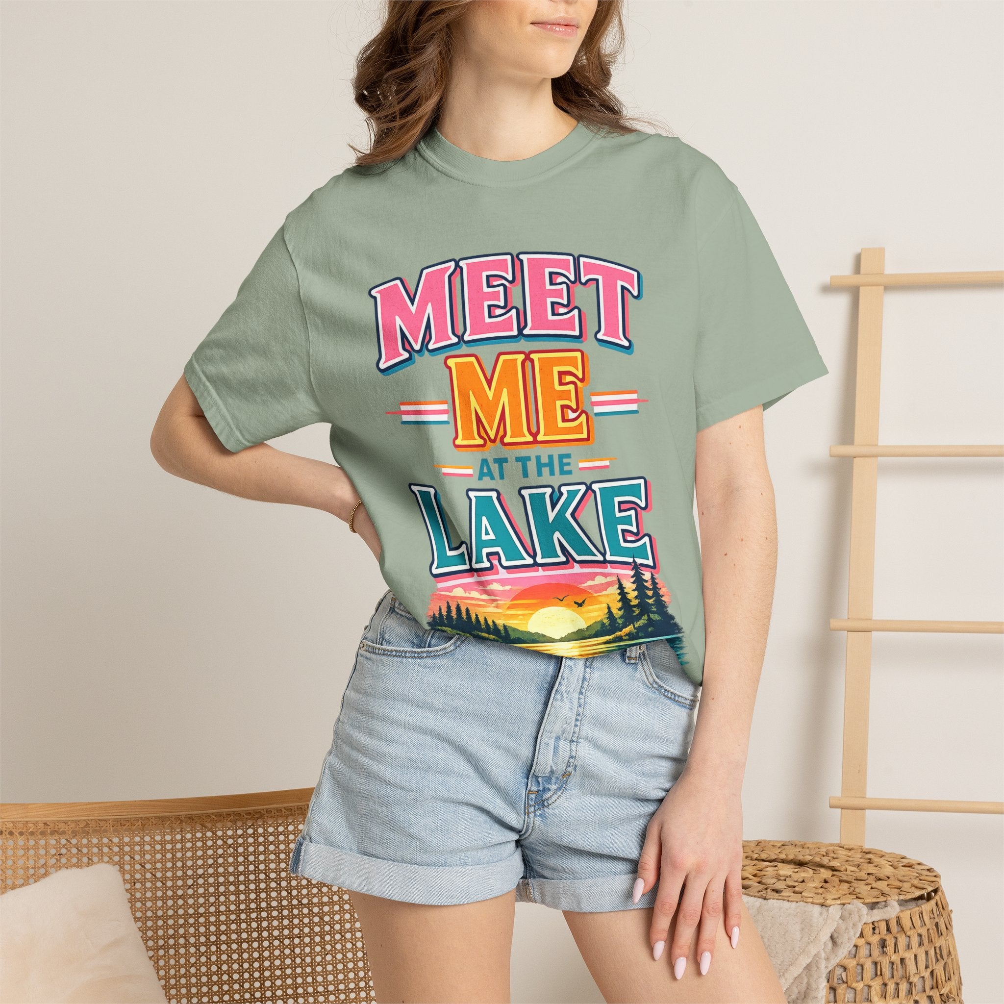Meet Me at the Lake T-Shirt — Vintage Lakeside Sunset Graphic Tee