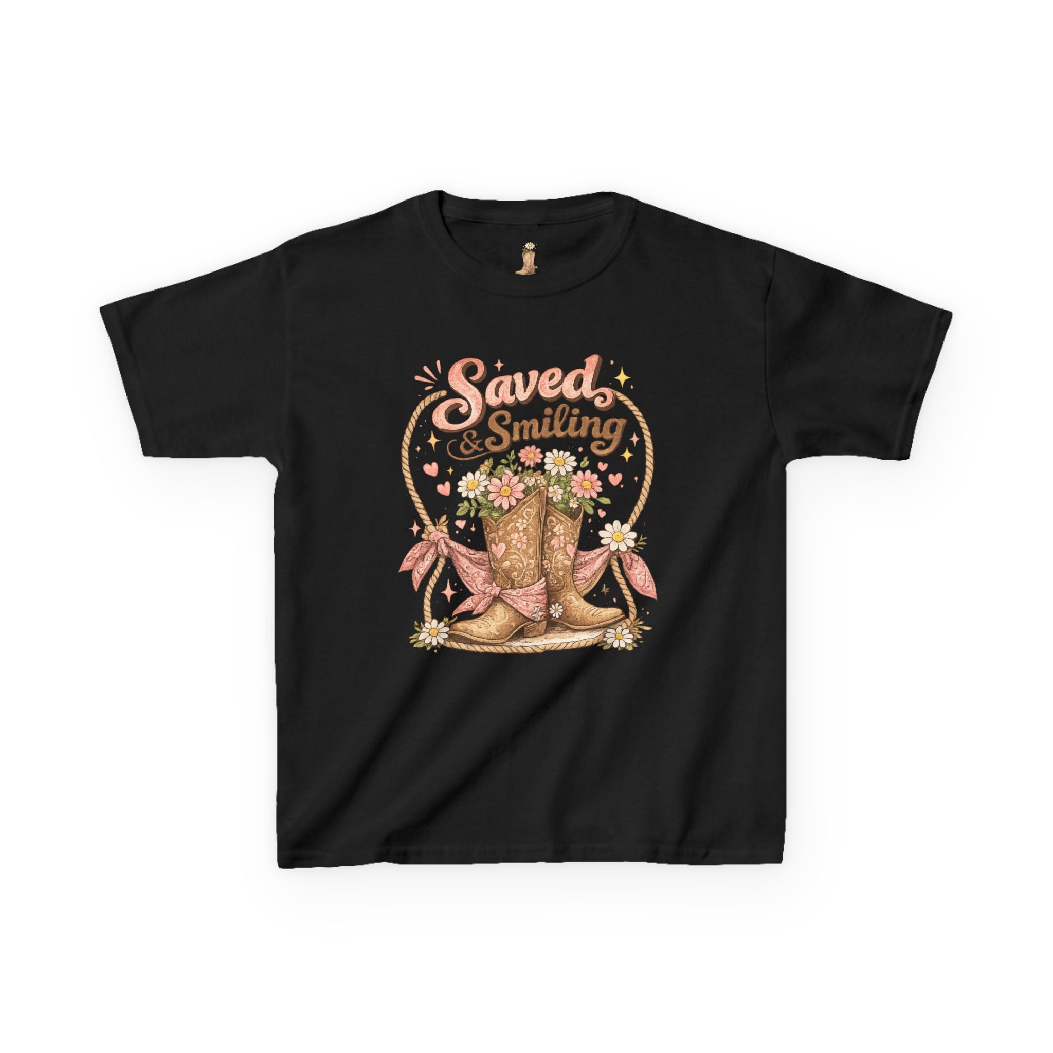 Kids "Saved & Smiling" Cowboy Boot T‑Shirt