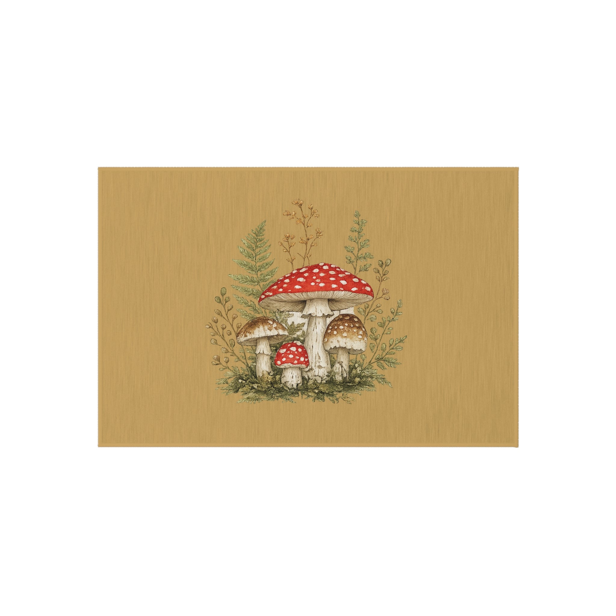 Mushroom Garden Outdoor Rug — Woodland Doormat for Patio & Entryway