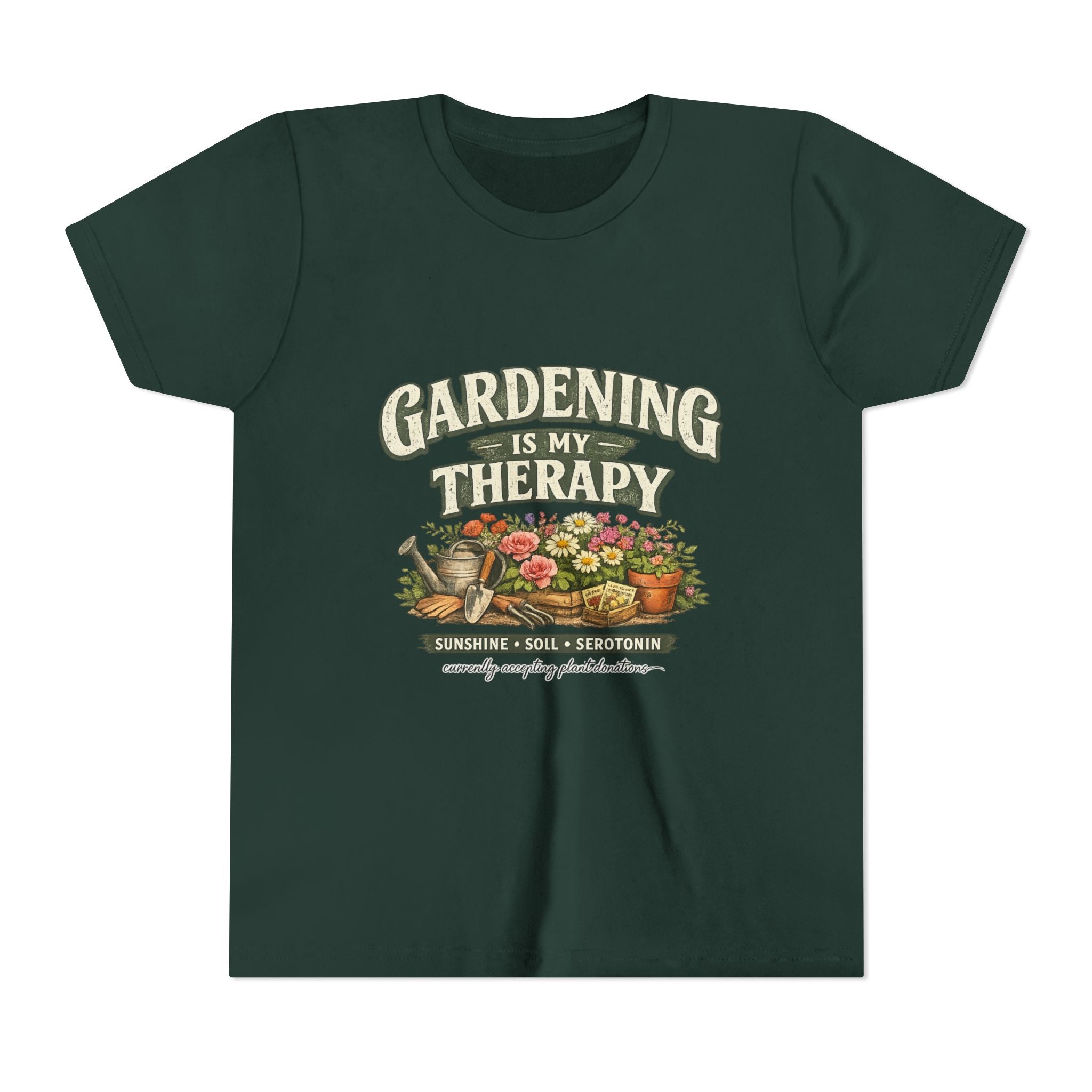"Gardening Is My Therapy" Floral Kids Shirt