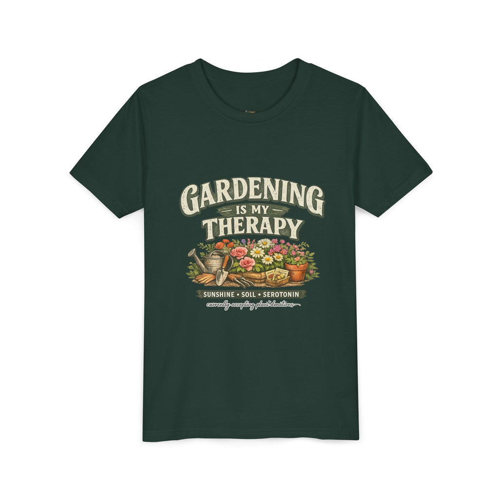 "Gardening Is My Therapy" Floral Kids Shirt
