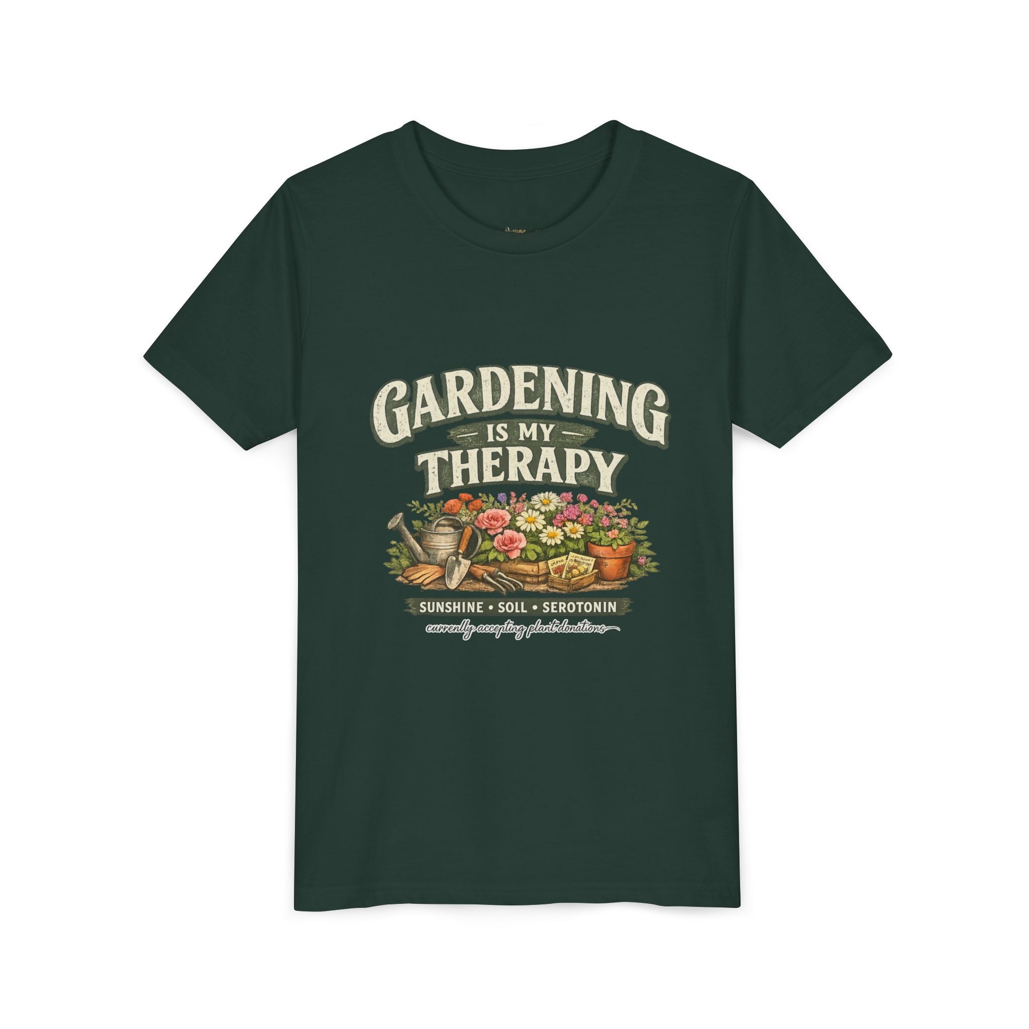 "Gardening Is My Therapy" Floral Kids Shirt