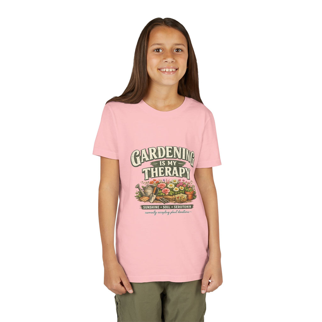 "Gardening Is My Therapy" Floral Kids Shirt