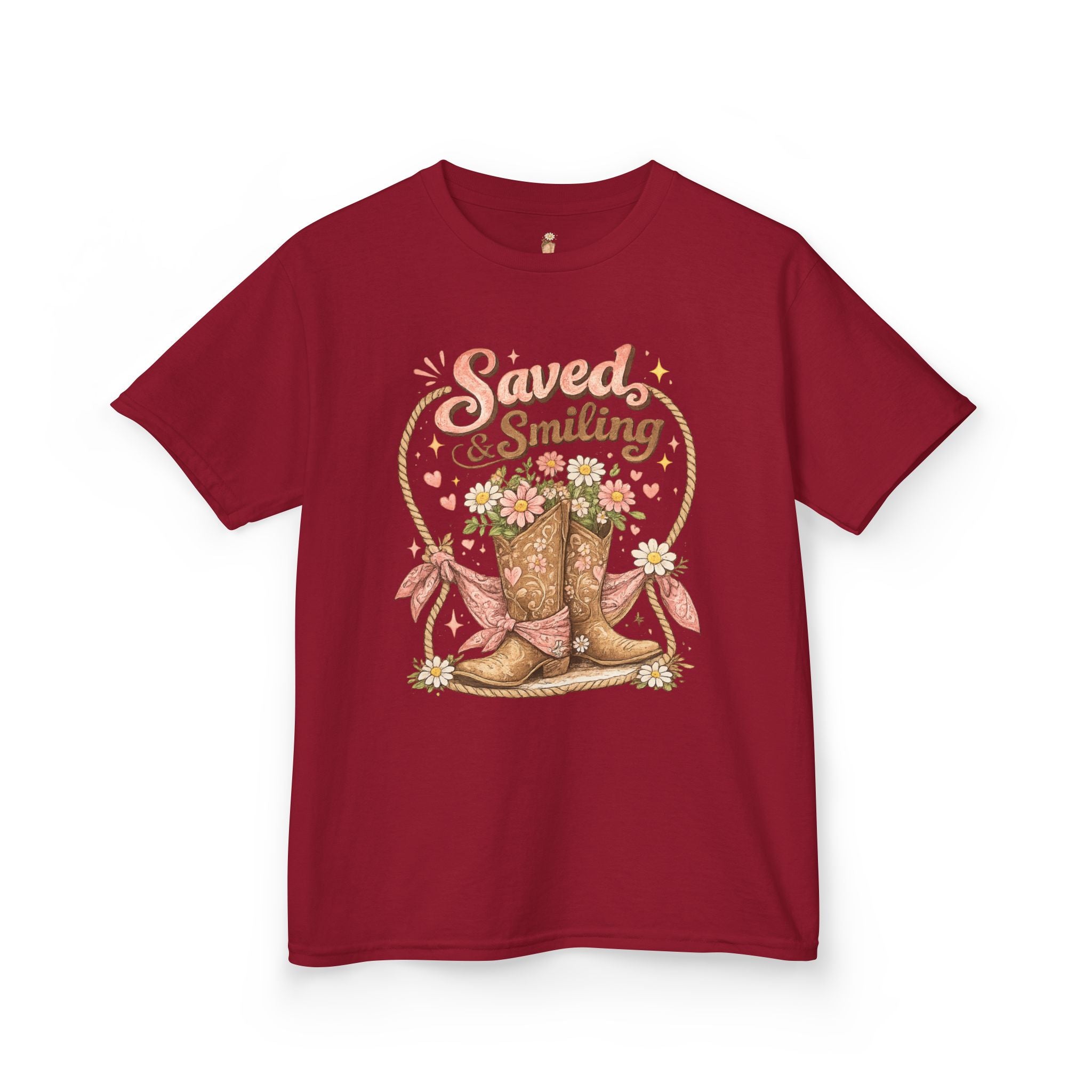 Kids "Saved & Smiling" Cowboy Boot T‑Shirt