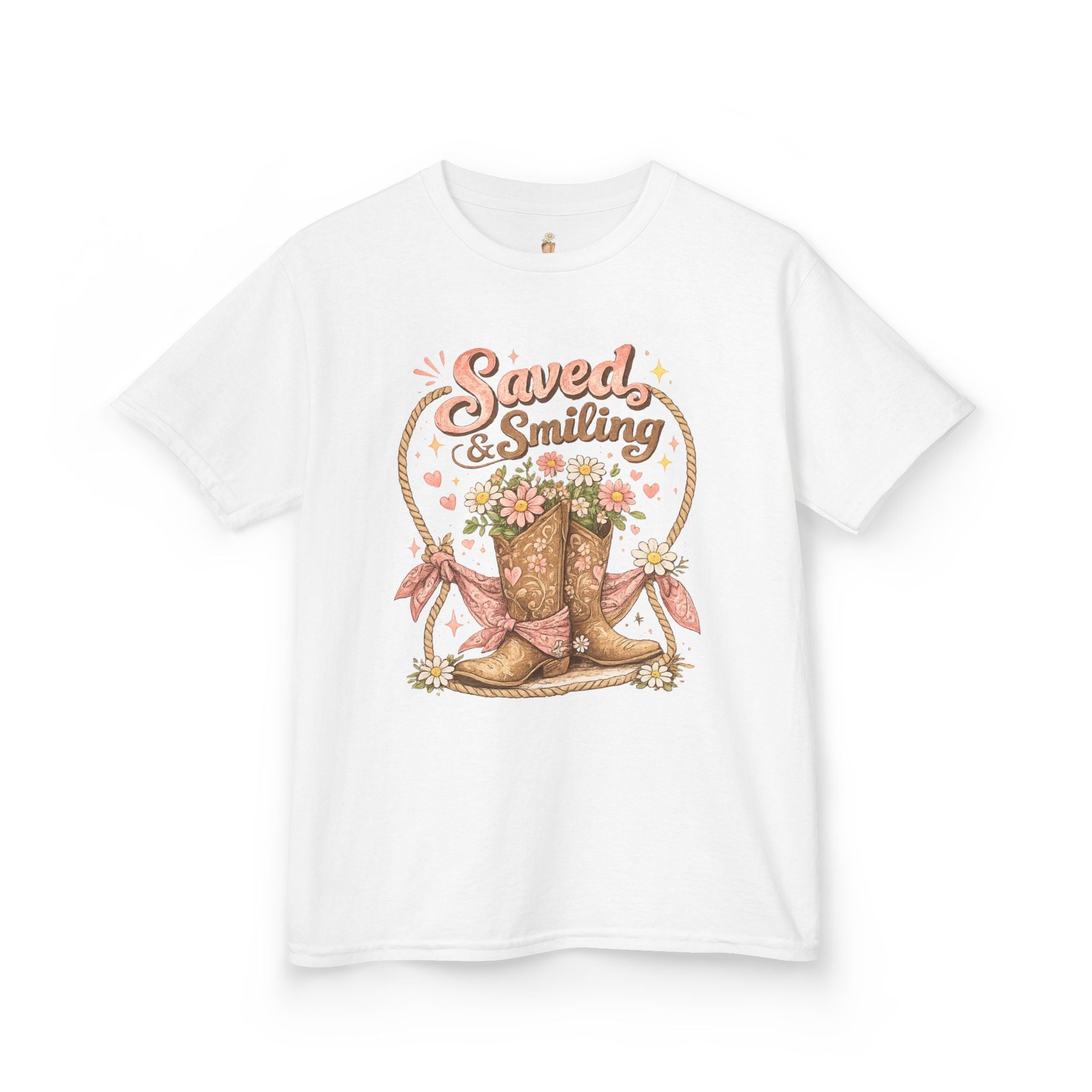 Kids "Saved & Smiling" Cowboy Boot T‑Shirt
