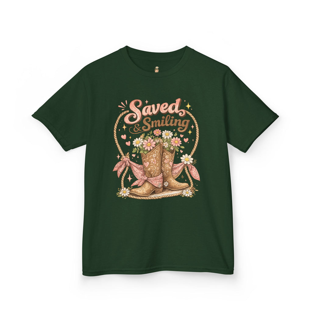 Kids "Saved & Smiling" Cowboy Boot T‑Shirt