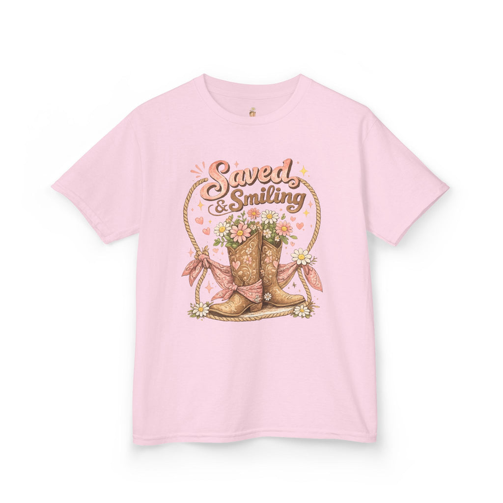Kids "Saved & Smiling" Cowboy Boot T‑Shirt