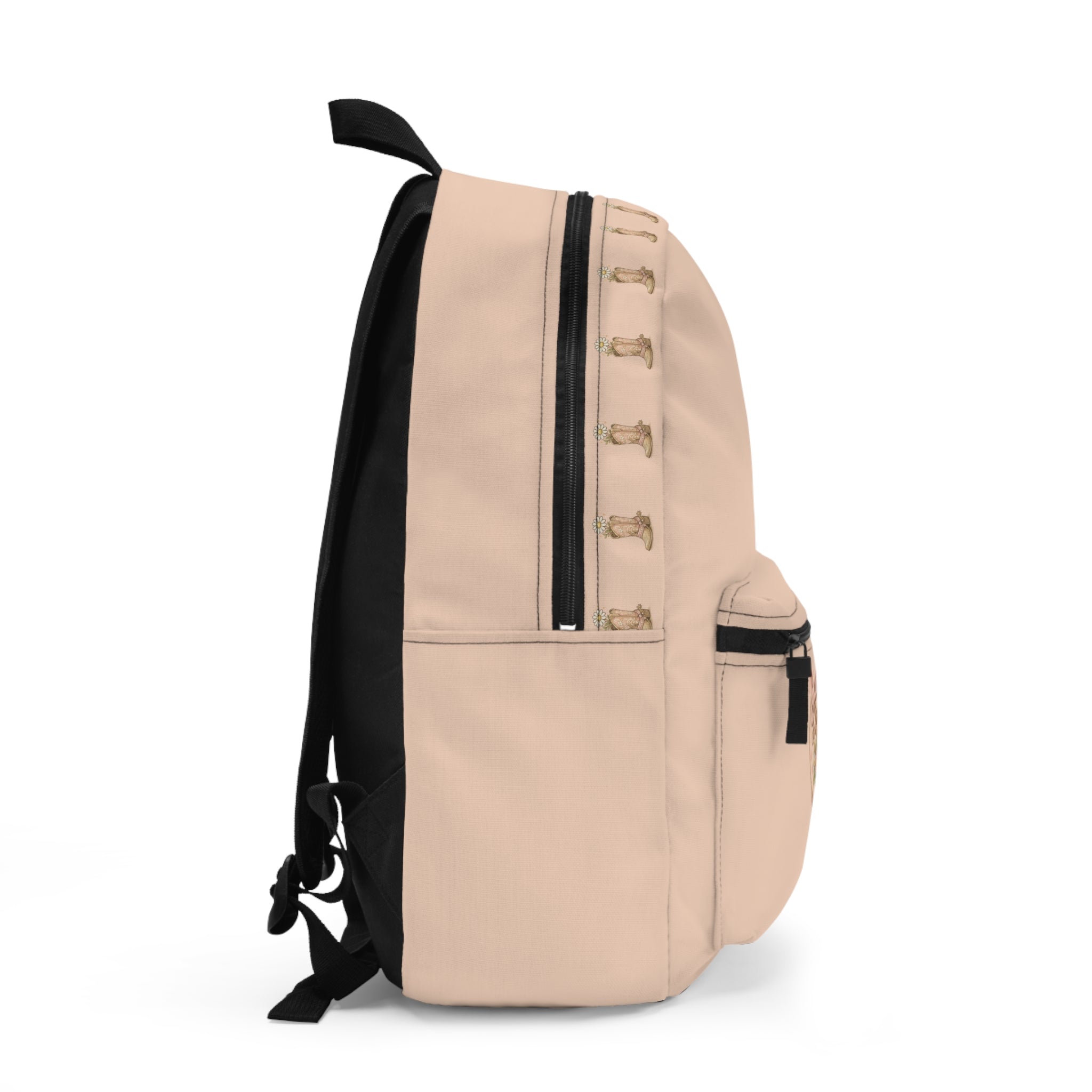 Backpack — "Saved & Settling" Floral Cowboy Boots Retro Travel School Bag