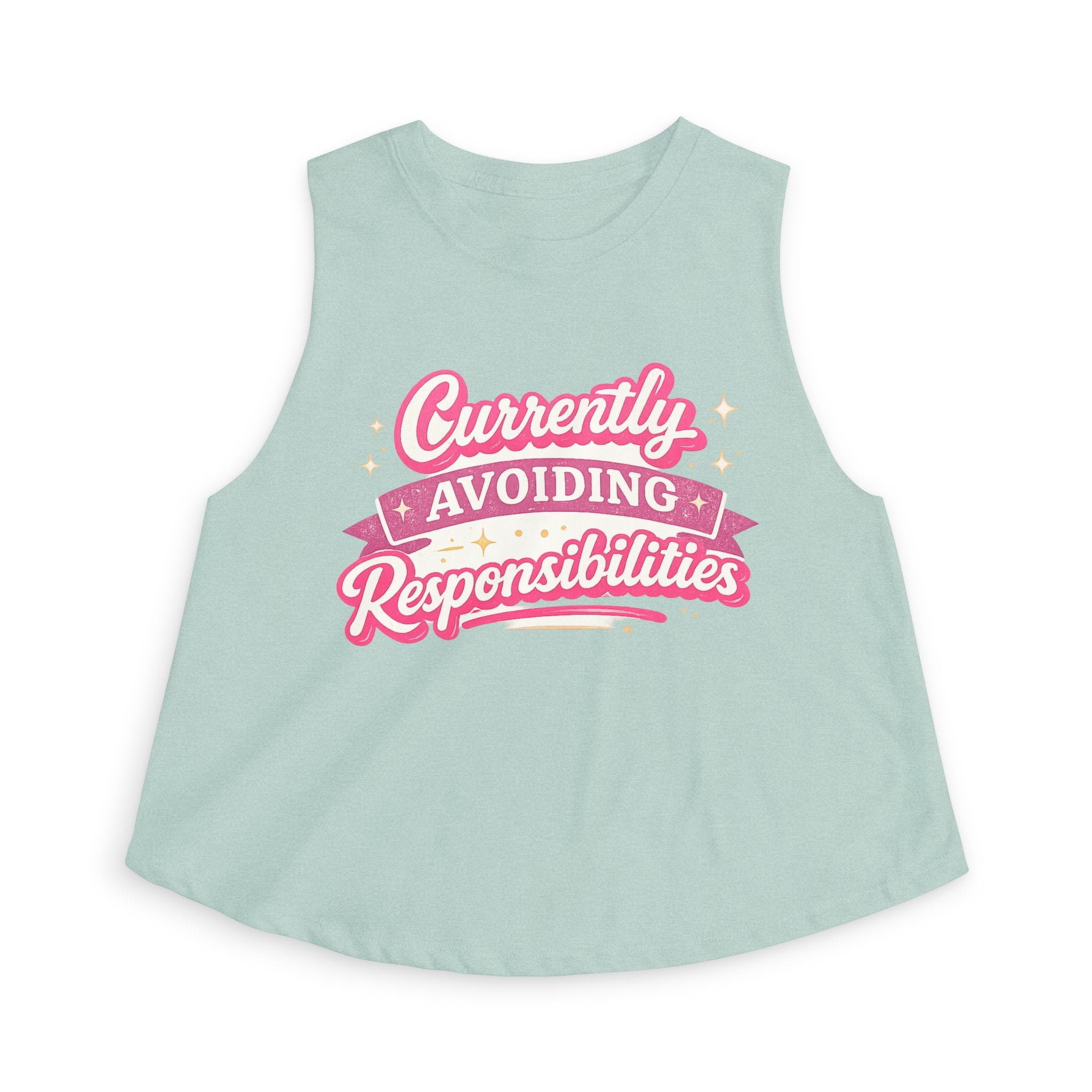 Currently Avoiding Responsibilities Crop Top — Cute Pink Slogan Women's Tank