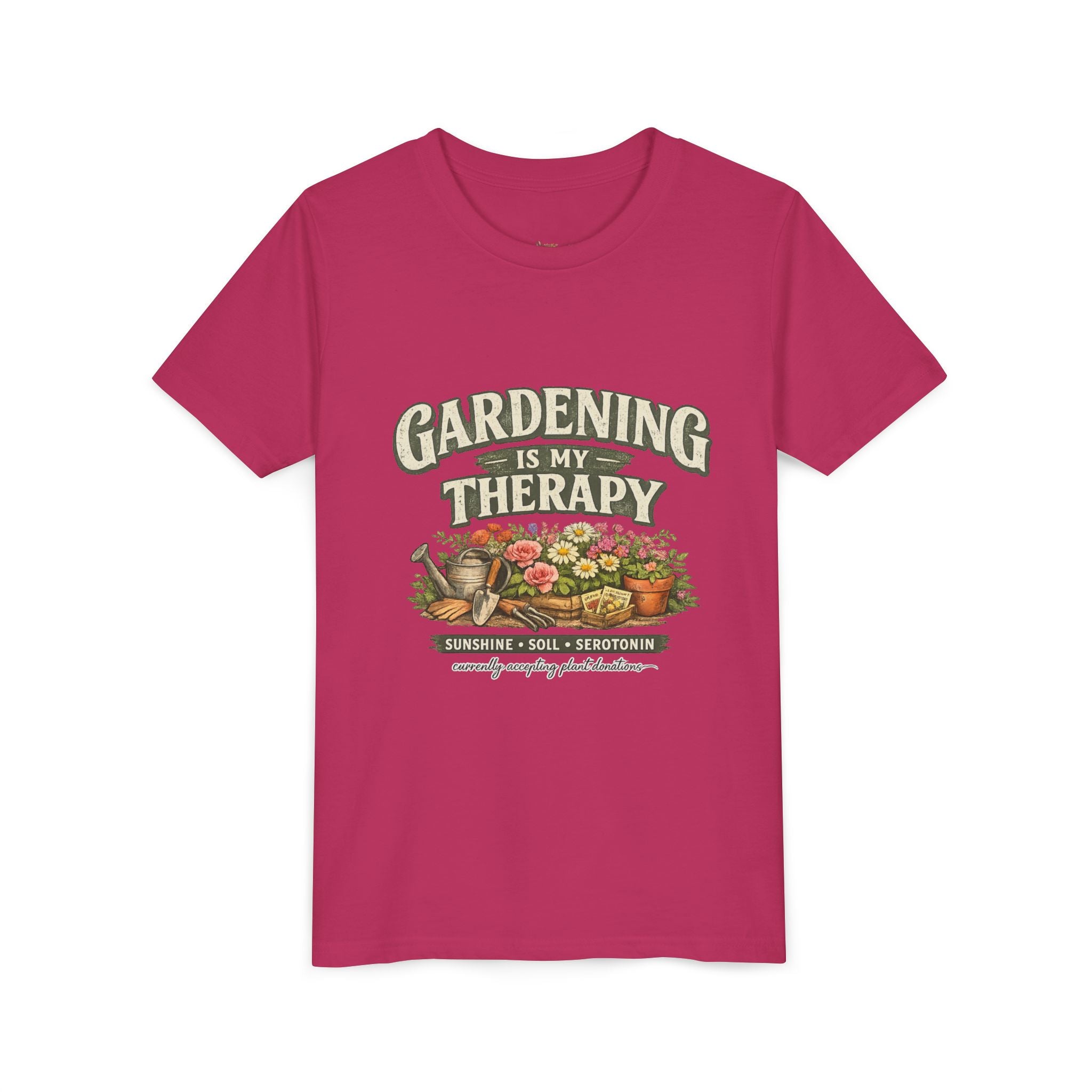 "Gardening Is My Therapy" Floral Kids Shirt