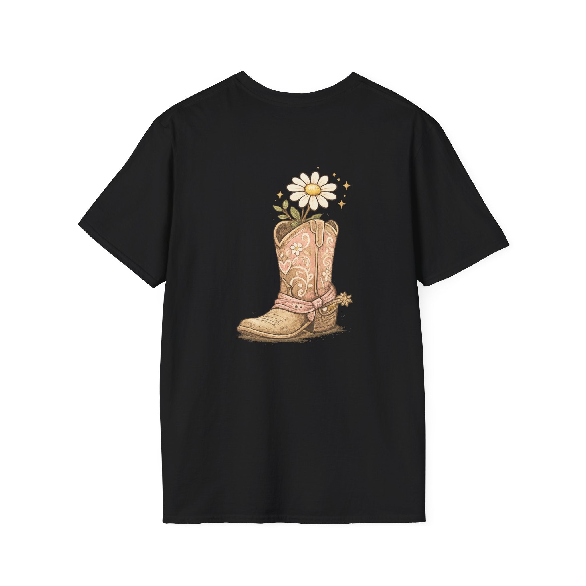T-Shirt — "Saved & Smiling" Floral Cowboy Boots Christian Graphic Tee