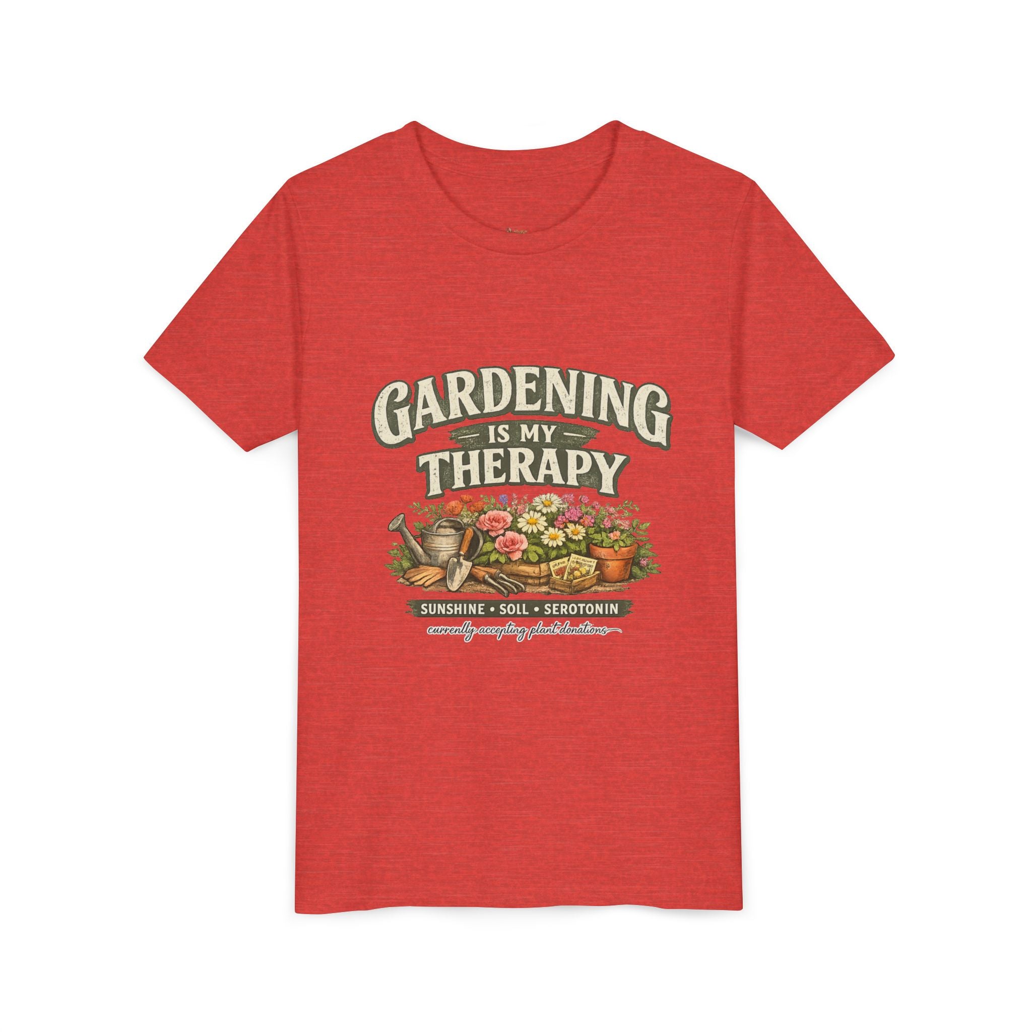 "Gardening Is My Therapy" Floral Kids Shirt