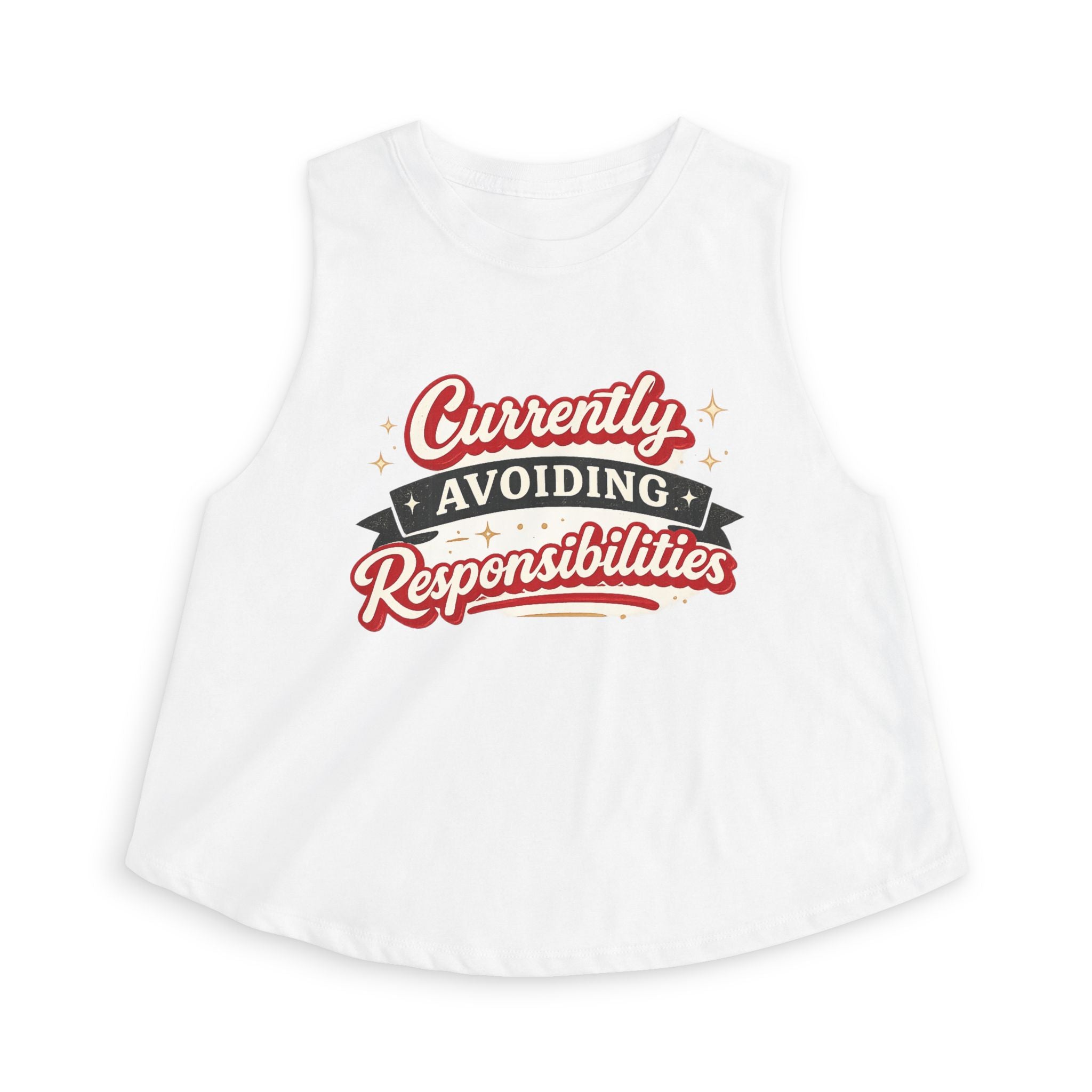 Currently Avoiding Responsibilities Crop Top — Funny Women's Graphic Tank