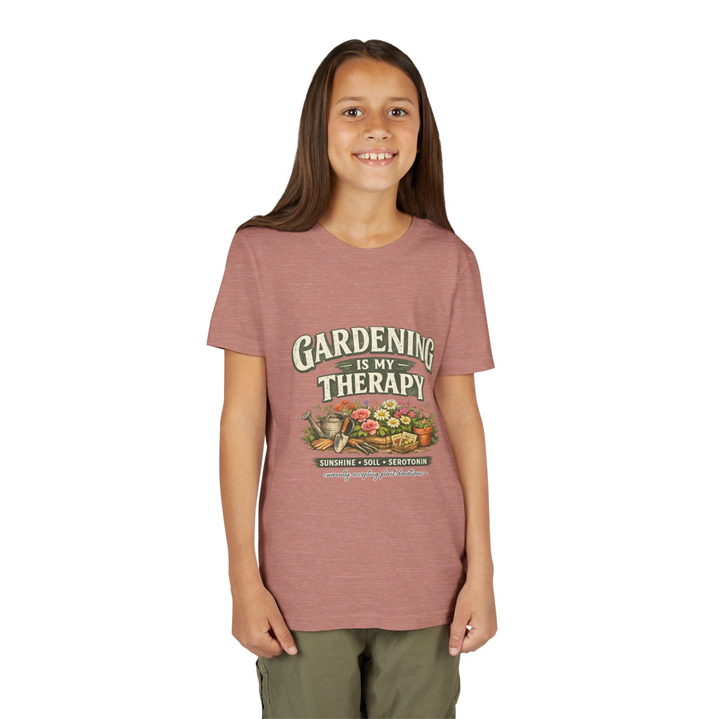 "Gardening Is My Therapy" Floral Kids Shirt