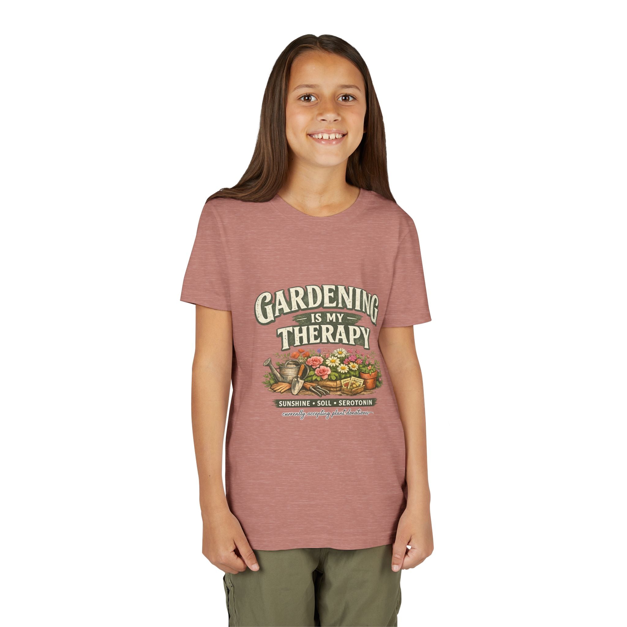 "Gardening Is My Therapy" Floral Kids Shirt