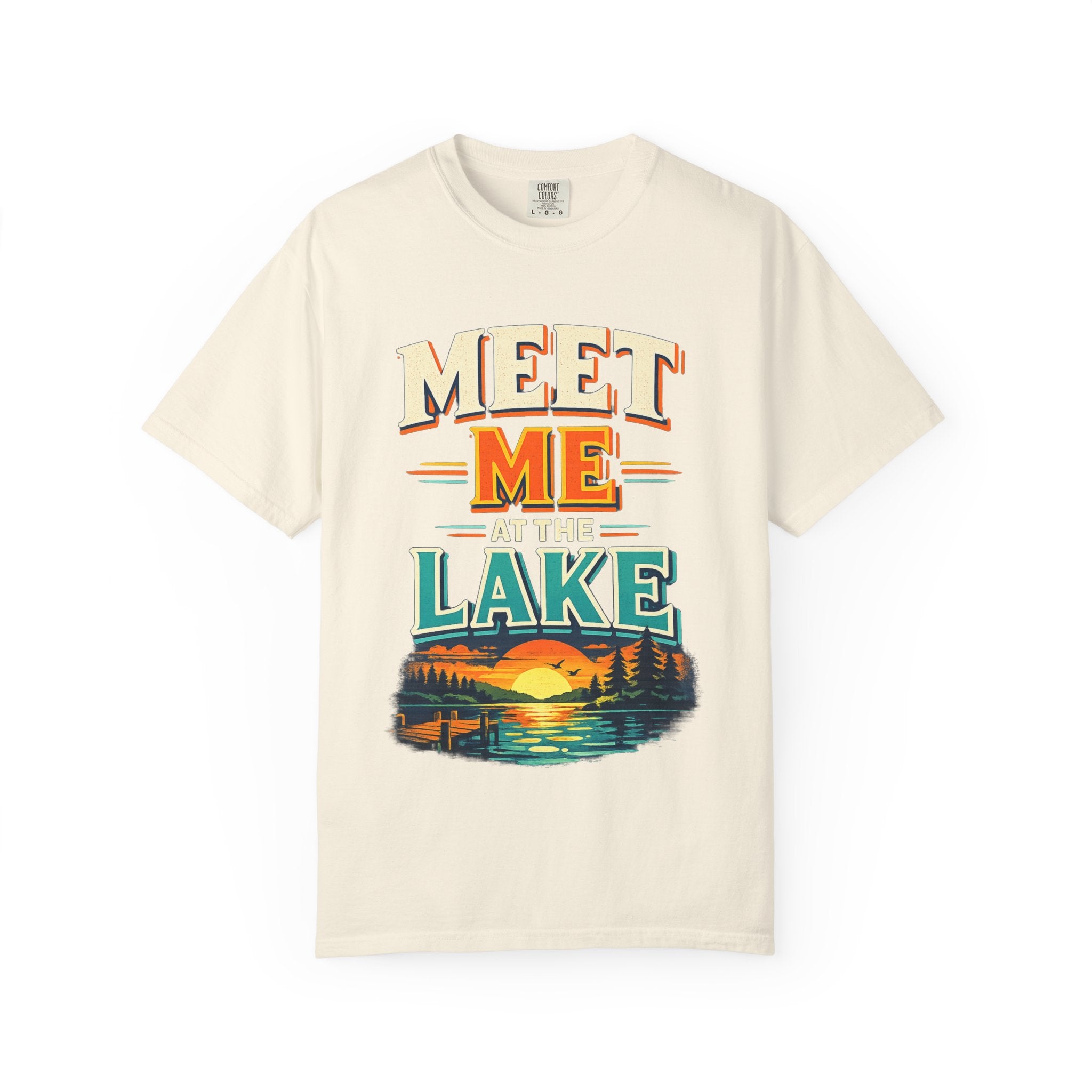 Meet Me at the Lake T-Shirt — Vintage Sunset Lake Graphic Tee
