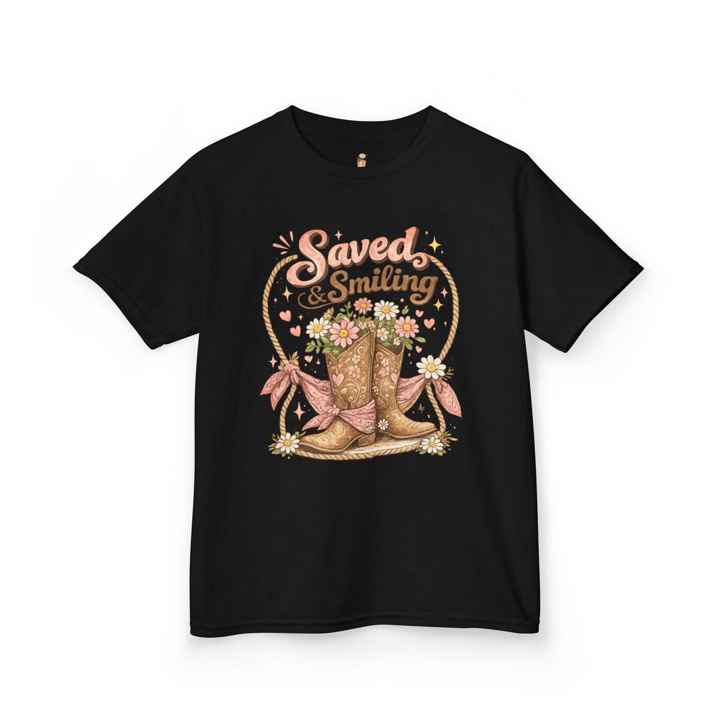 Kids "Saved & Smiling" Cowboy Boot T‑Shirt