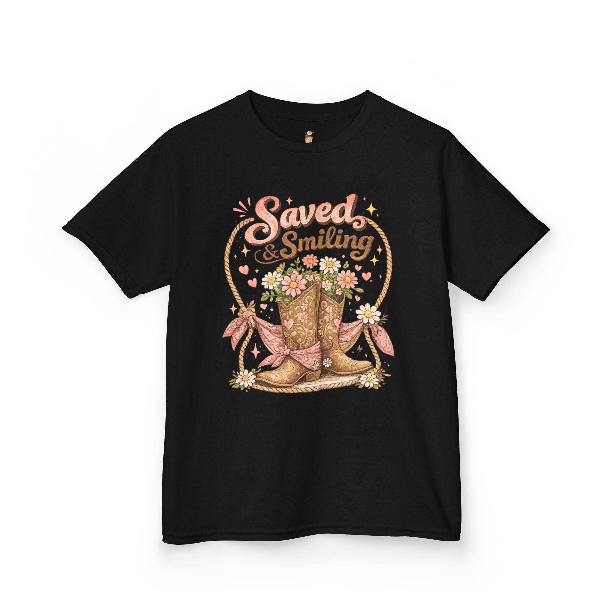 Kids "Saved & Smiling" Cowboy Boot T‑Shirt