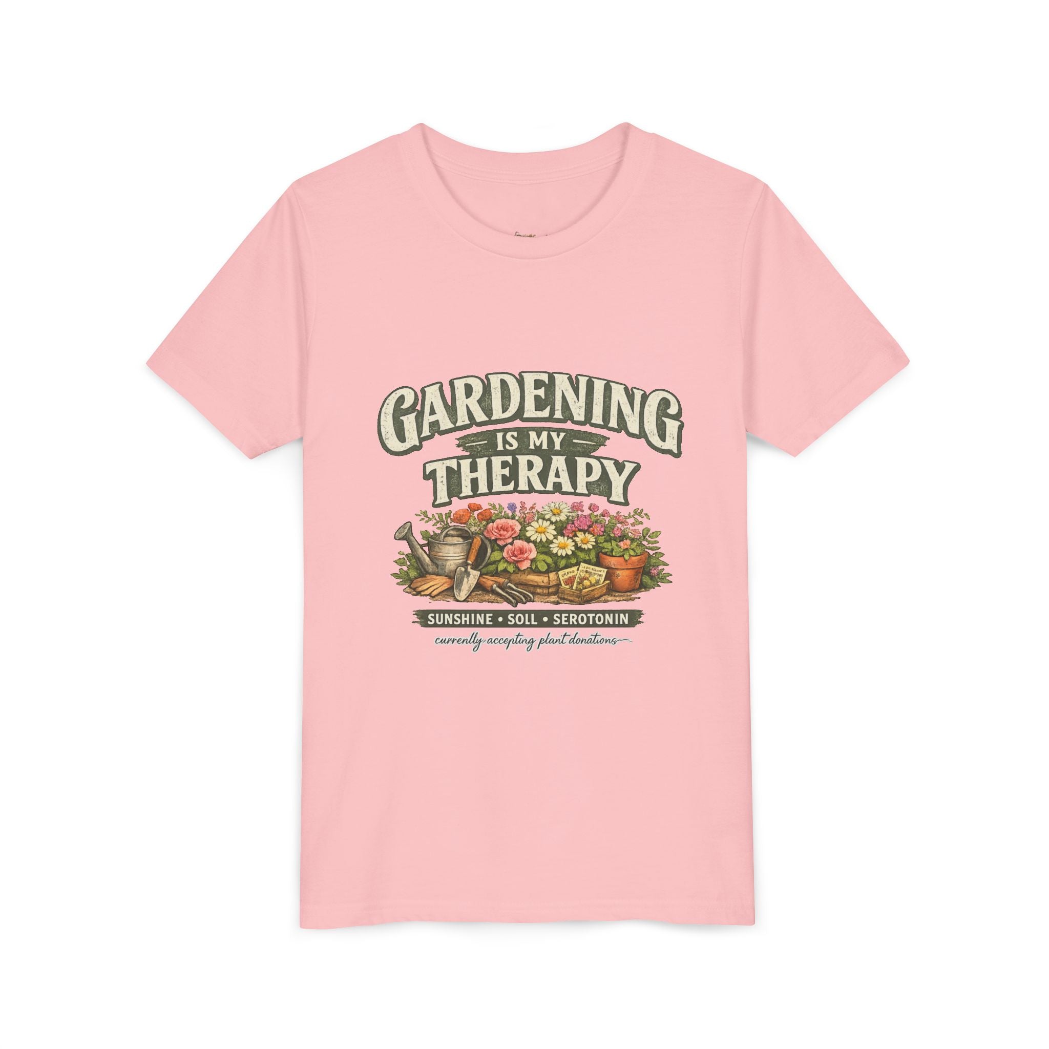 "Gardening Is My Therapy" Floral Kids Shirt