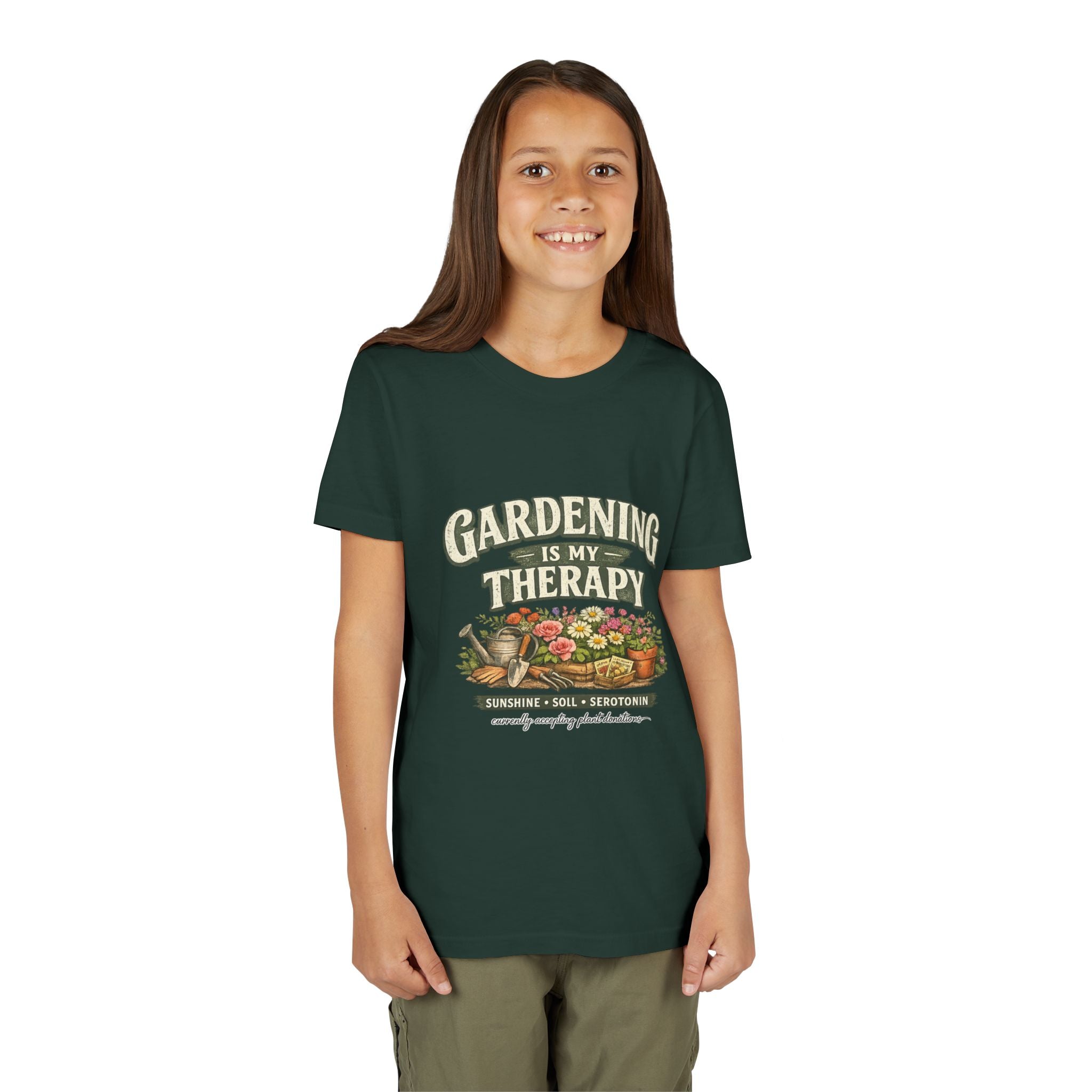 "Gardening Is My Therapy" Floral Kids Shirt