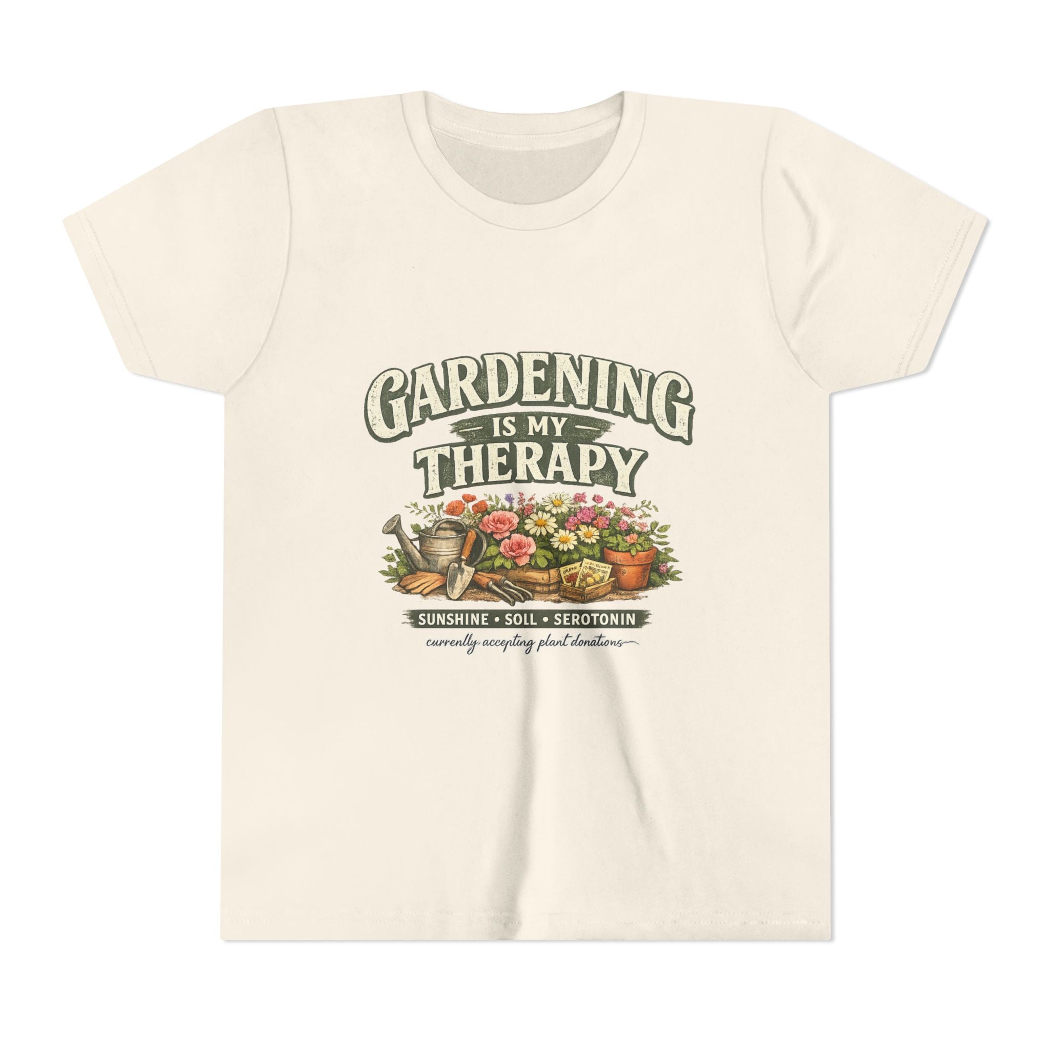 "Gardening Is My Therapy" Floral Kids Shirt