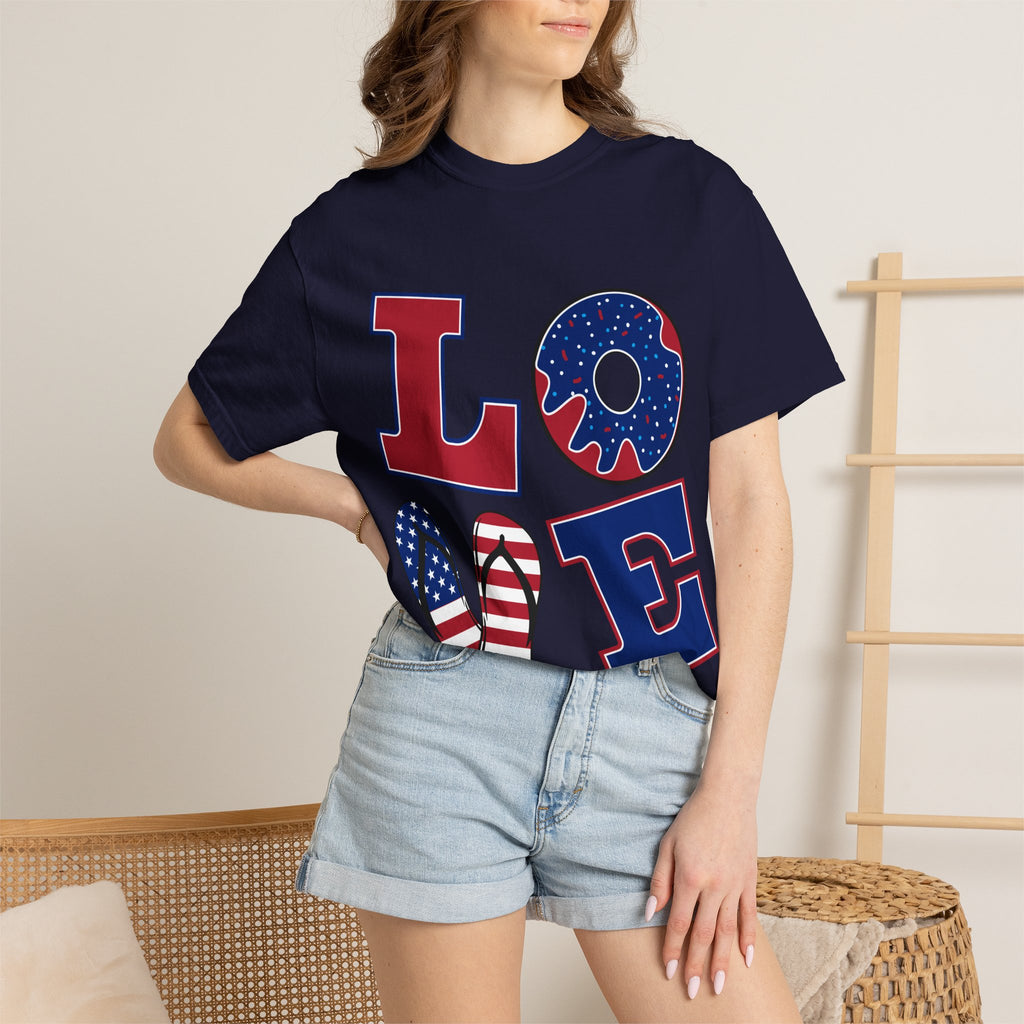 Patriotic 'LOVE' & '’Merica' Graphic T-Shirt – Fourth of July USA Tee